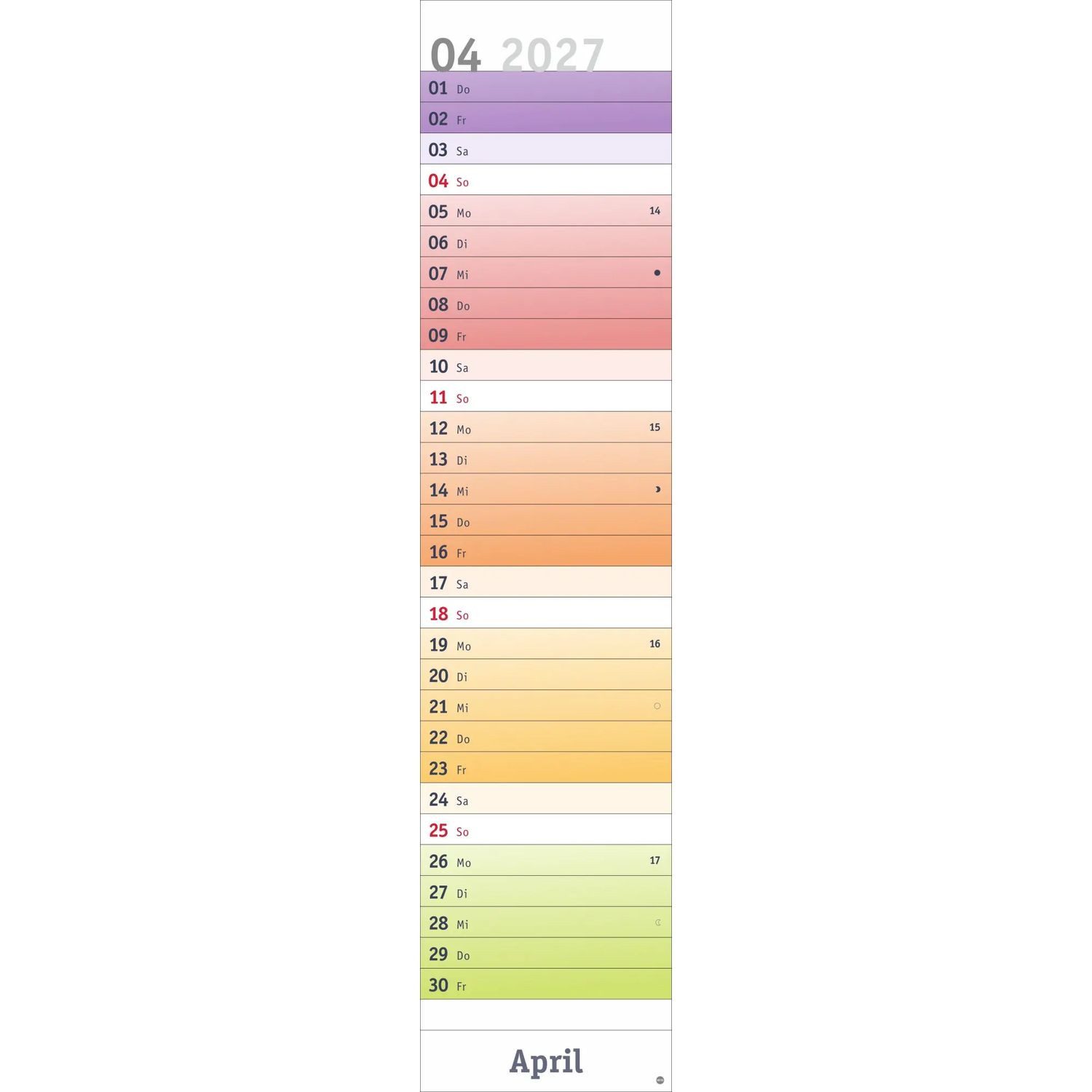 HEYE Wandkalender Bunte Wochen Langplaner XL 2027 – Bild 5 von 5