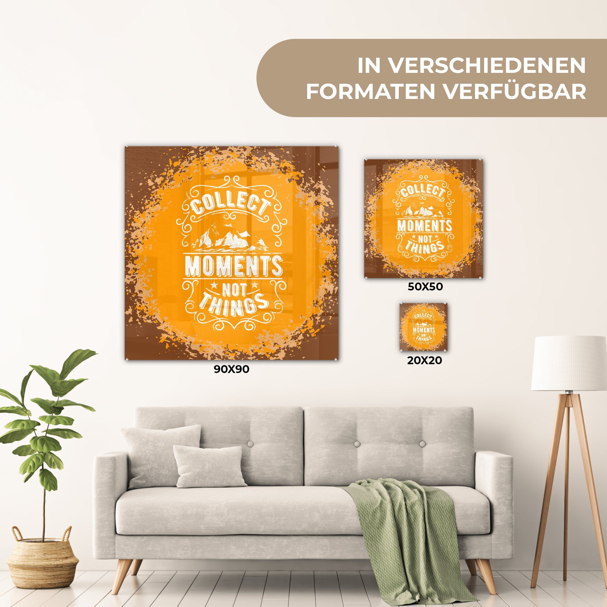 (1 - Bilder St), Glas auf Text, - Acrylglasbild auf - - MuchoWow Glas - Wanddekoration Foto Berg Wandbild Glasbilder Jahrgang