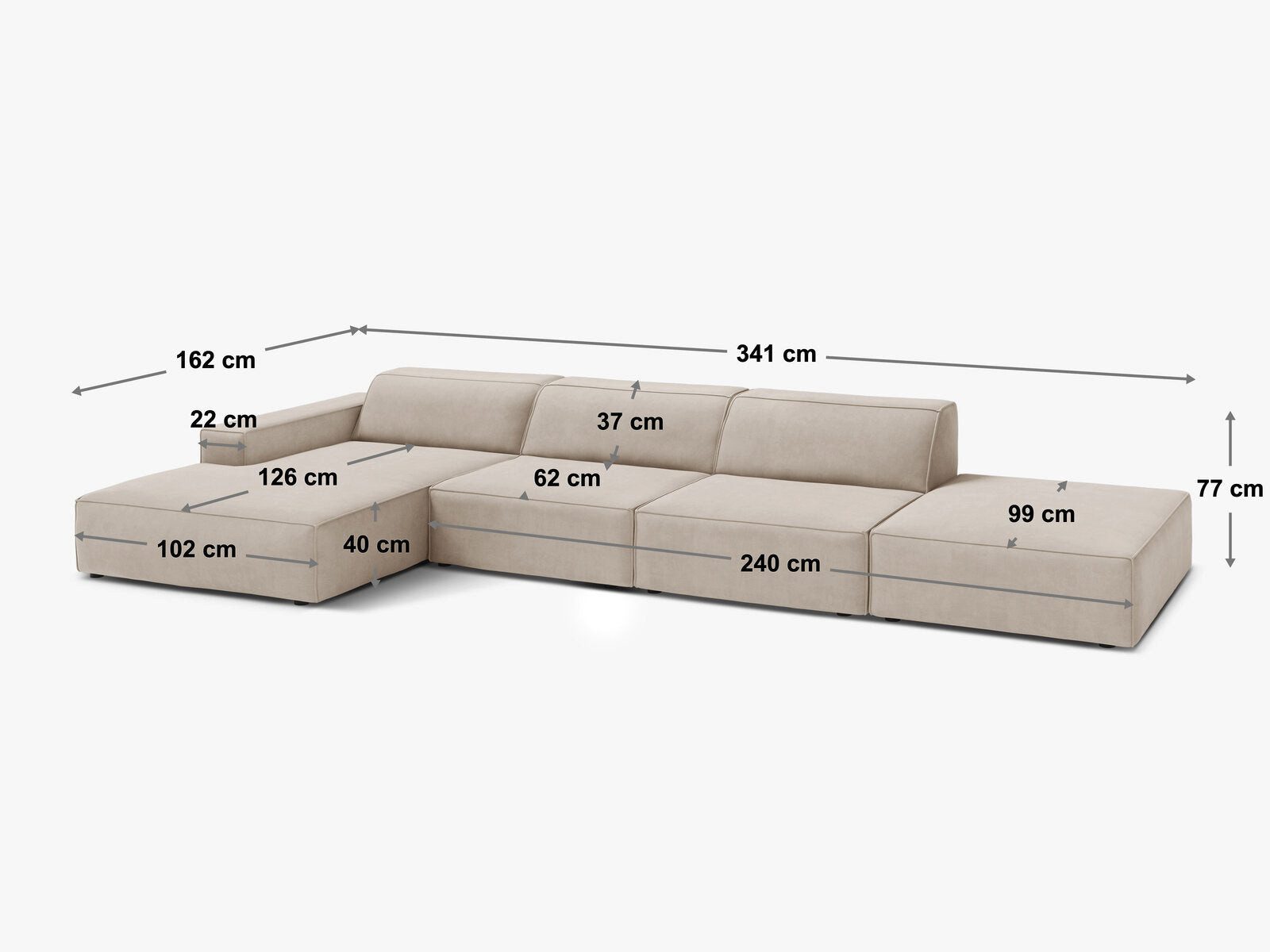 Micadoni Ecksofa Jodie, 5-Sitzer
