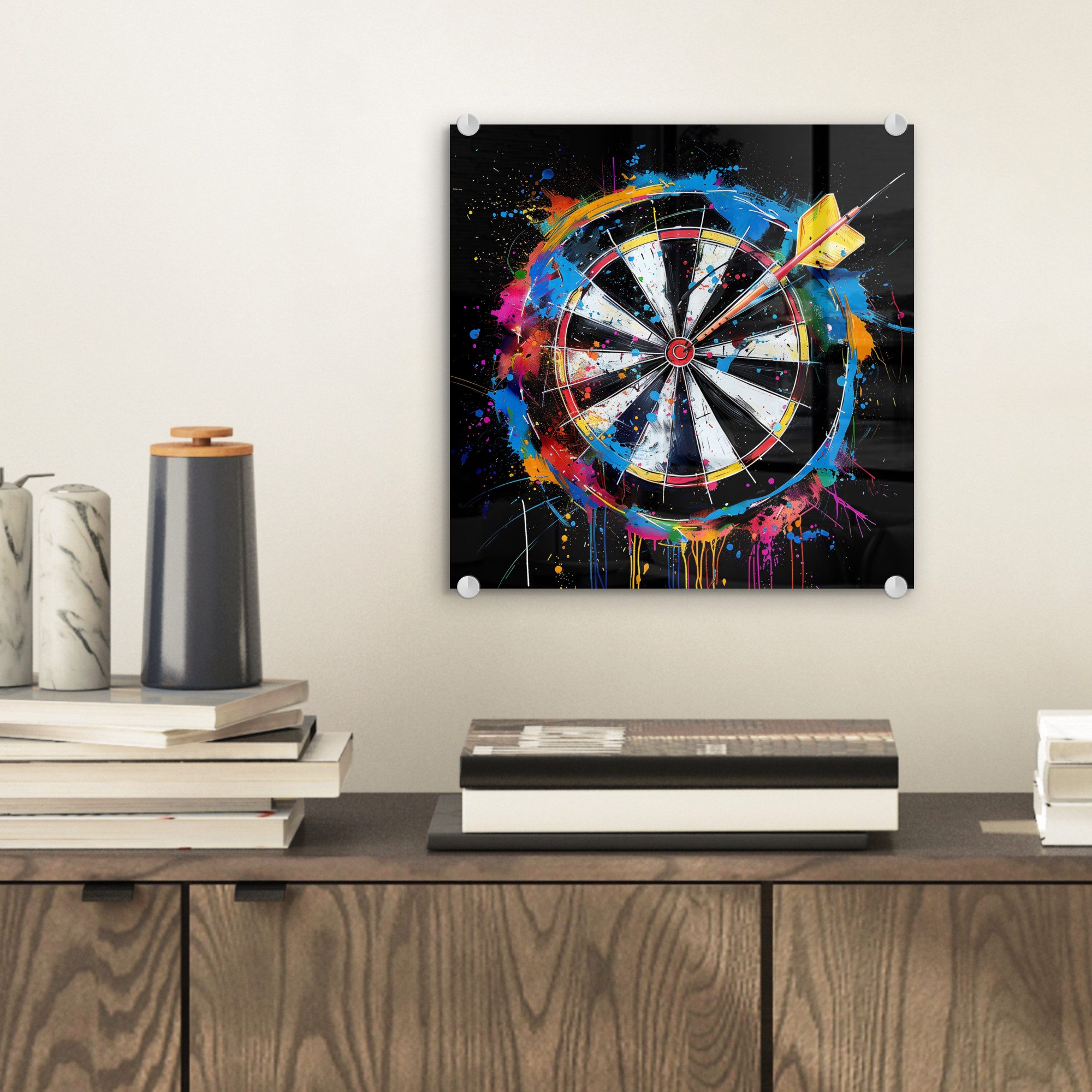 MuchoWow Acrylglasbild Graffiti - Sport - Darts - Dartscheibe, Inkl. Aufhän günstig online kaufen