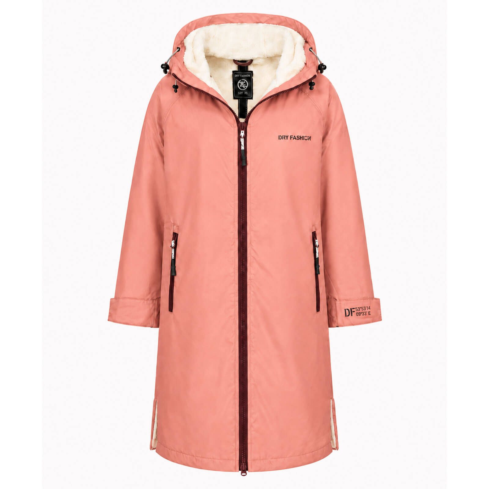 Dry Fashion Regenmantel Unisex Mantel Oversize Dry Buddy - Trockenmantel Umziehmantel Outdoor Wind- & waserdicht, Atmungsaktiv, Innenfleece, Kapuze, Reißverschluss