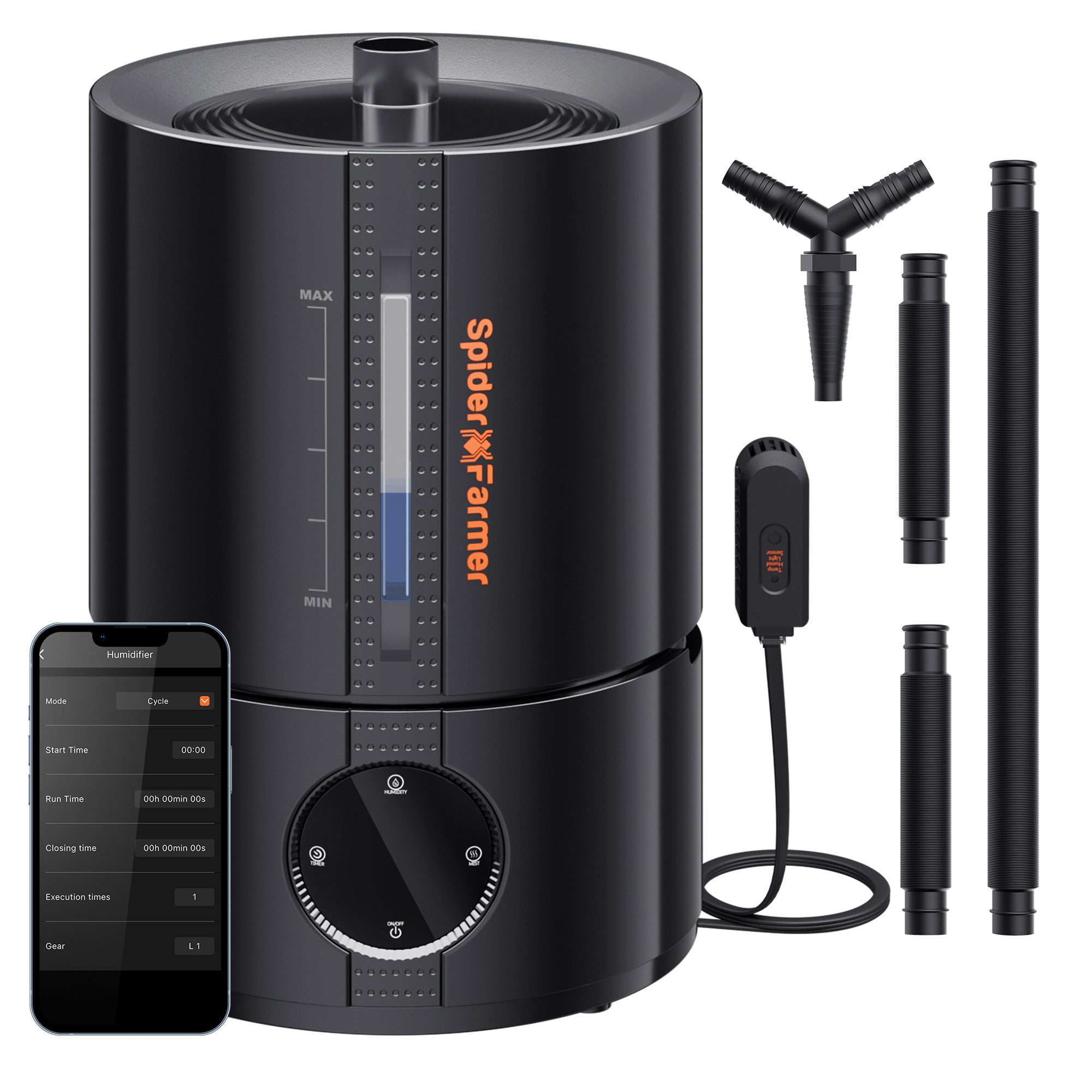 Spider Farmer Luftbefeuchter Spider Farmer smarter Luftbefeuchter, 5 l Wassertank, Cool Mist mit App Steuerung