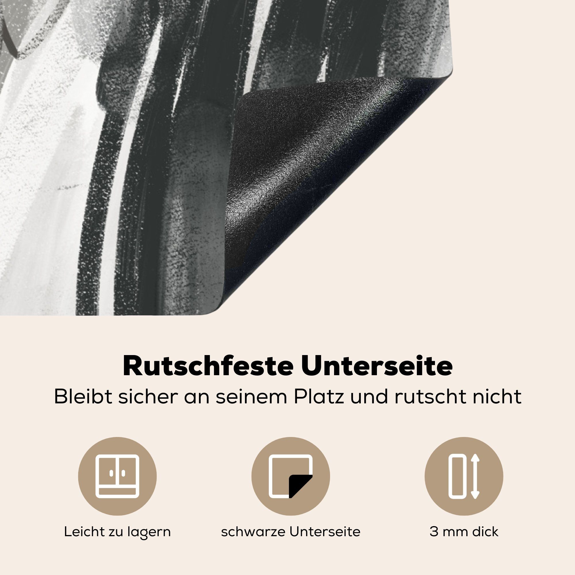 Herdblende-/Abdeckplatte MuchoWow für Ceranfeldabdeckung, küche Abstrakt tlg), - Kunst Grau, - Arbeitsplatte cm, (1 Vinyl, 78x78