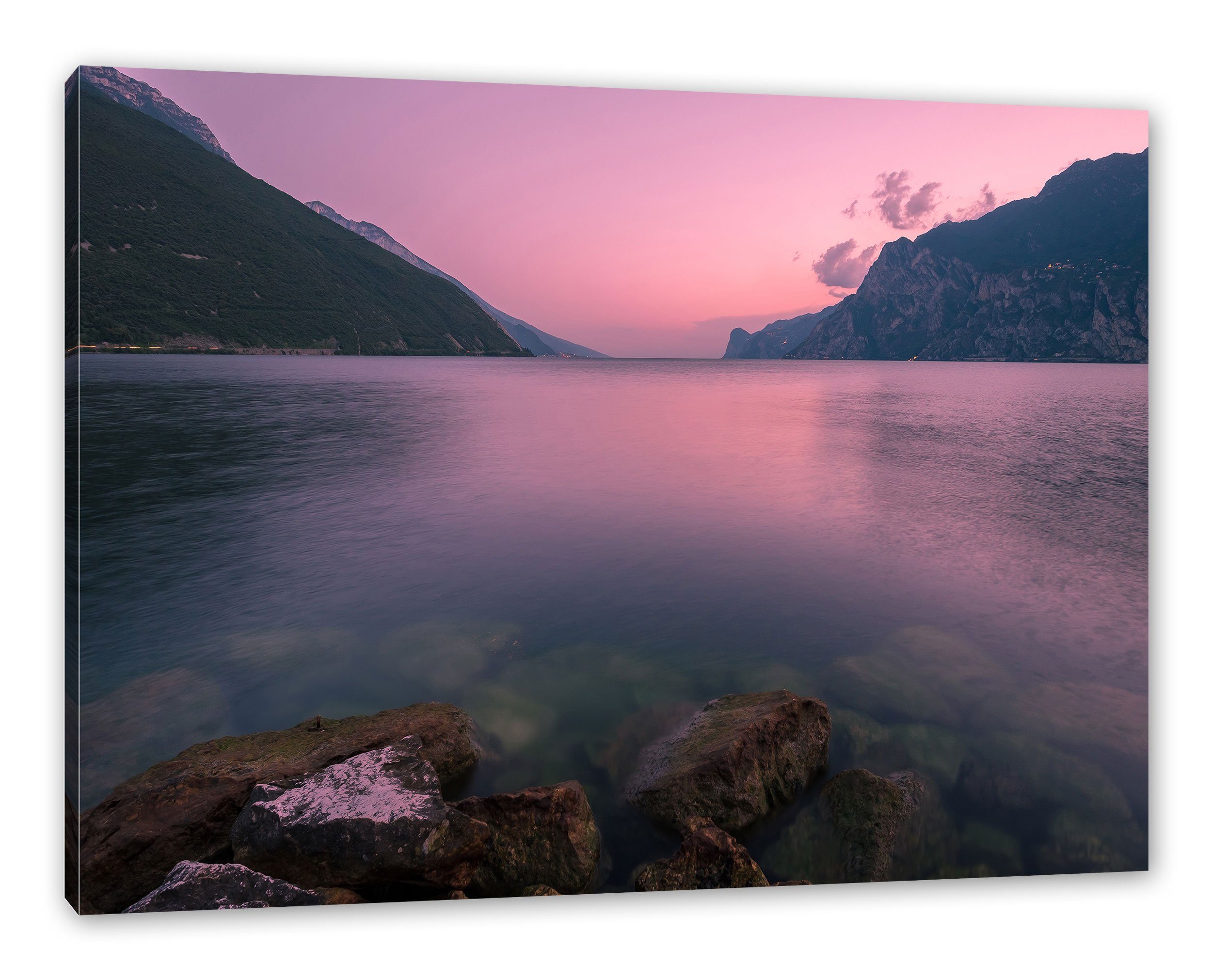 Pixxprint Leinwandbild Gardasee in Italien, Gardasee in Italien (1 St), Leinwandbild fertig bespannt, inkl. Zackenaufhänger
