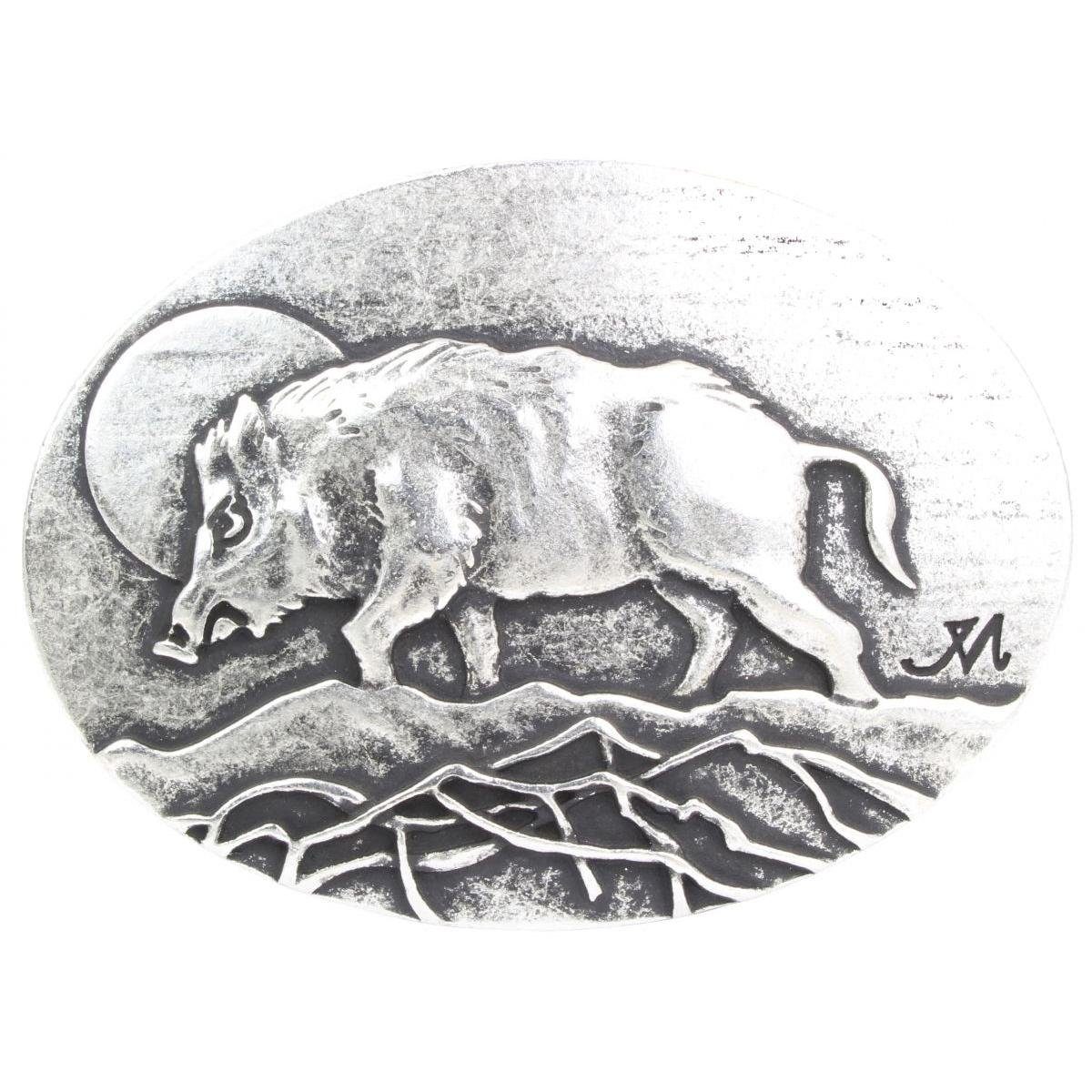 BELTINGER Gürtelschnalle Wildschwein 4,0 cm - Wechselschließe - für Gürtelschließe Altsilber Buckle 40mm
