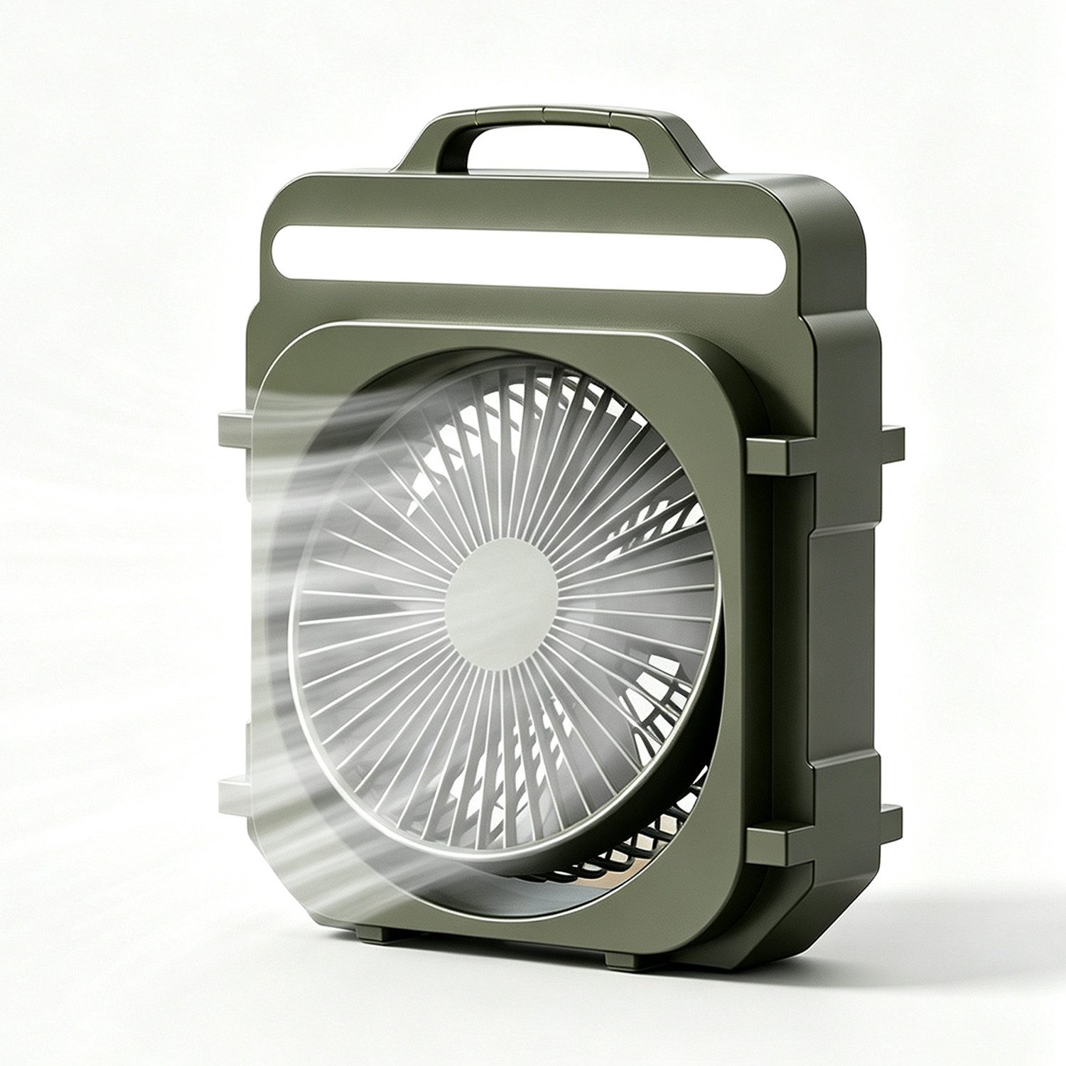 MOPUEA Tischventilator USB Tischventilator, 5 stufen, Aufhängen und Mitnehmen, leisem Betrieb, Tragbarer Camping Ventilator mit LED-Beleuchtung, für Freien