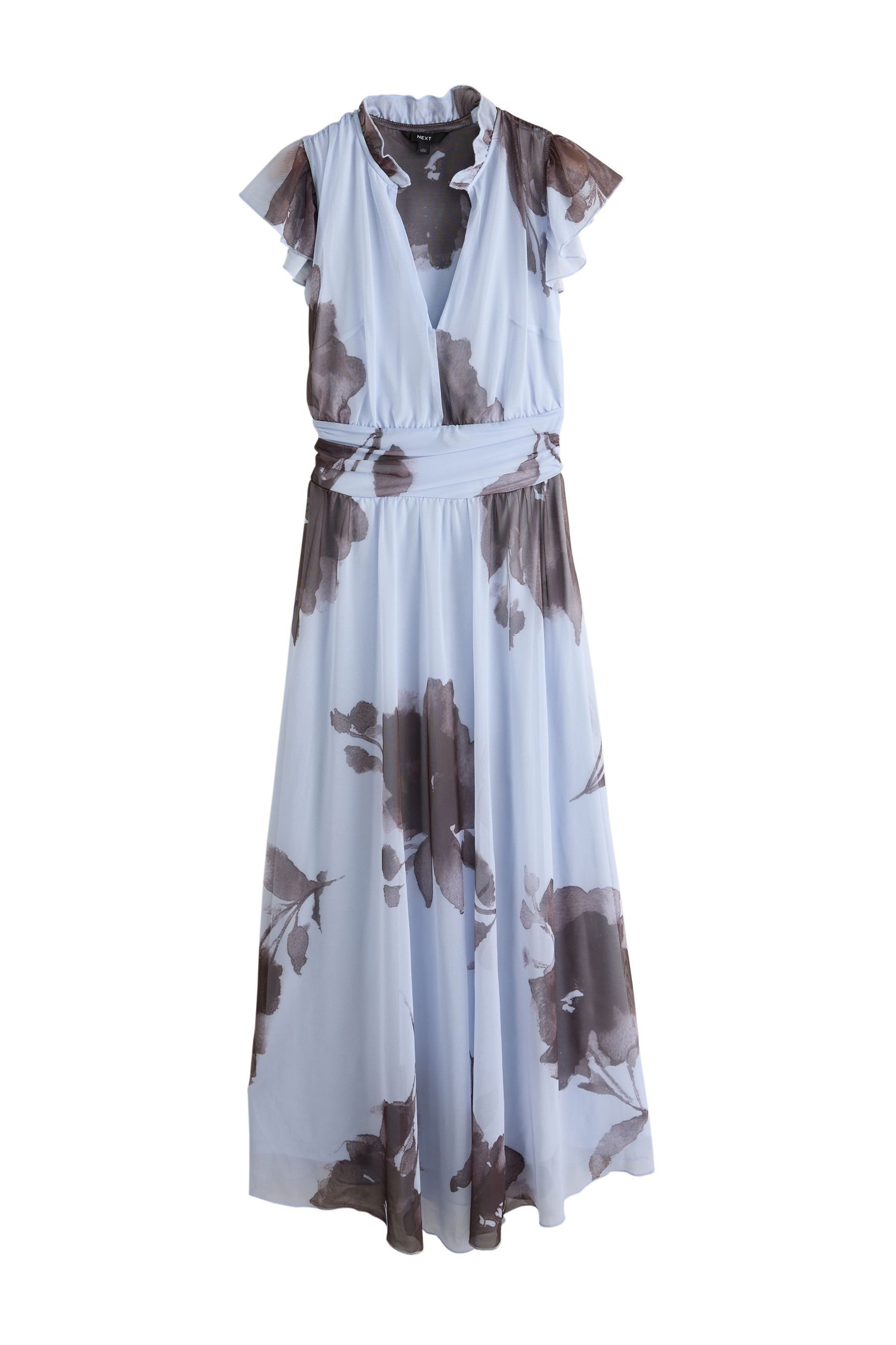 Next Midikleid Plissiertes Mesh-Midikleid mit V-Ausschnitt (1-tlg)