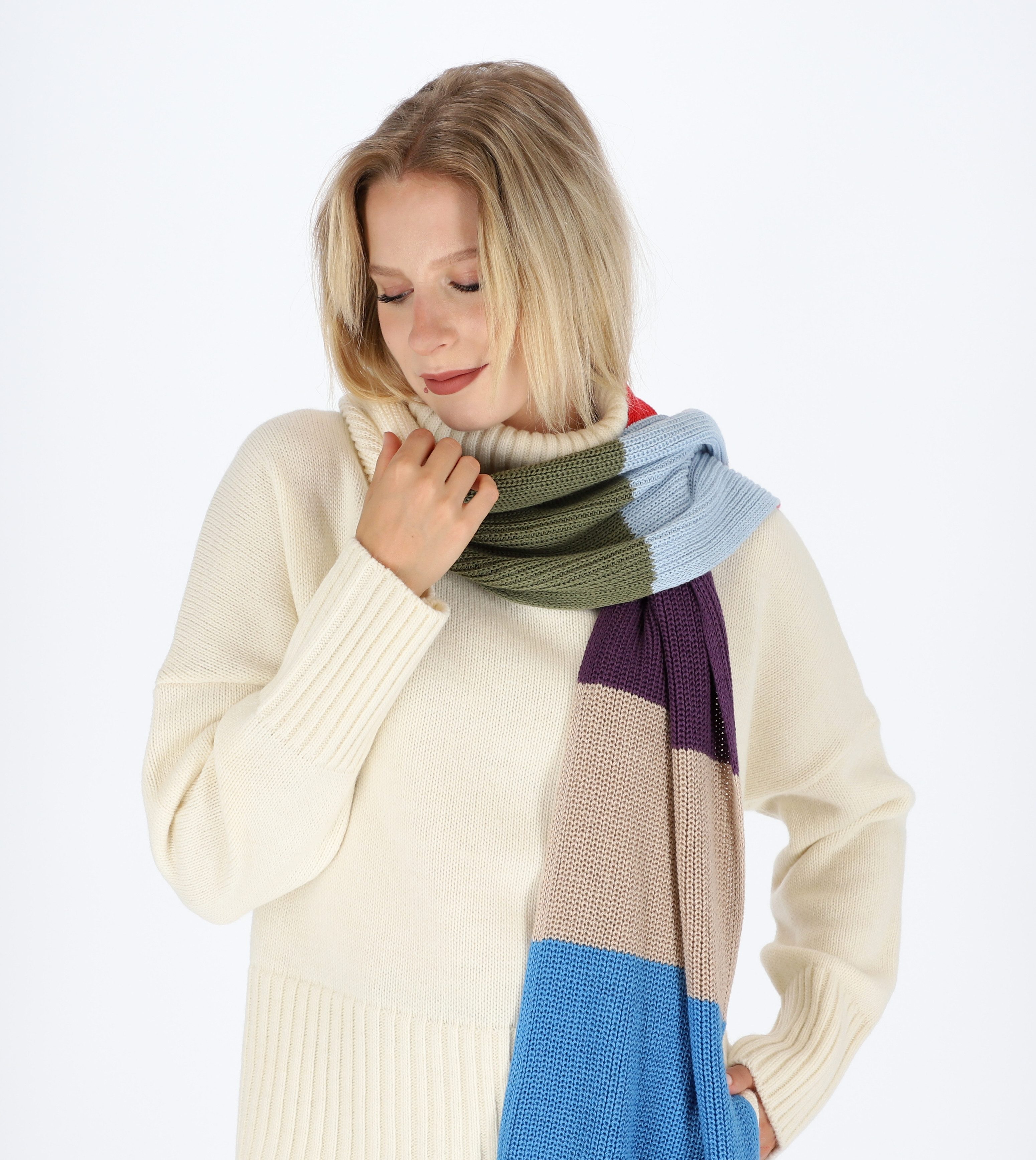 halsüberkopf Accessoires Strickschal Blockstreifen, multicolor