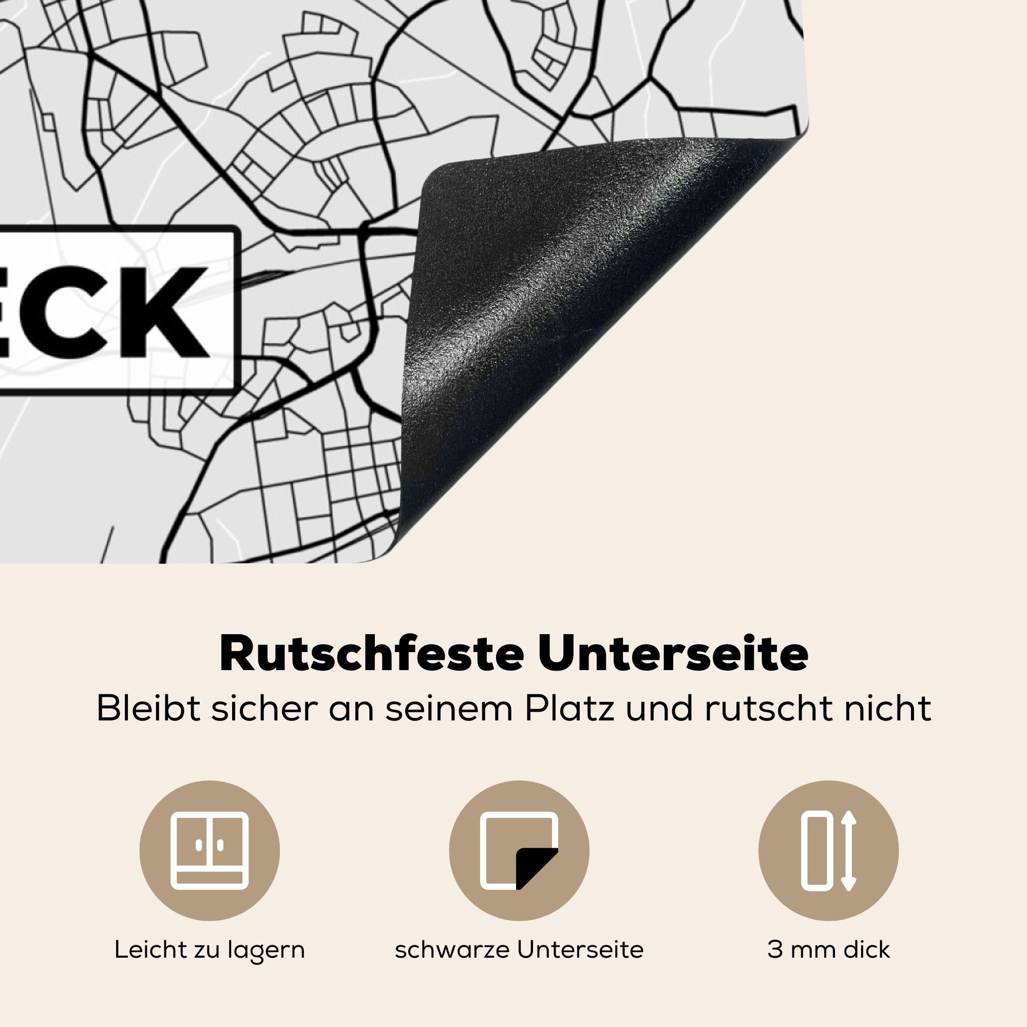 Karte für 78x78 Herdblende-/Abdeckplatte tlg), Arbeitsplatte küche Vinyl, Ceranfeldabdeckung, cm, MuchoWow (1 - - Gladbeck Stadtplan, Deutschland -