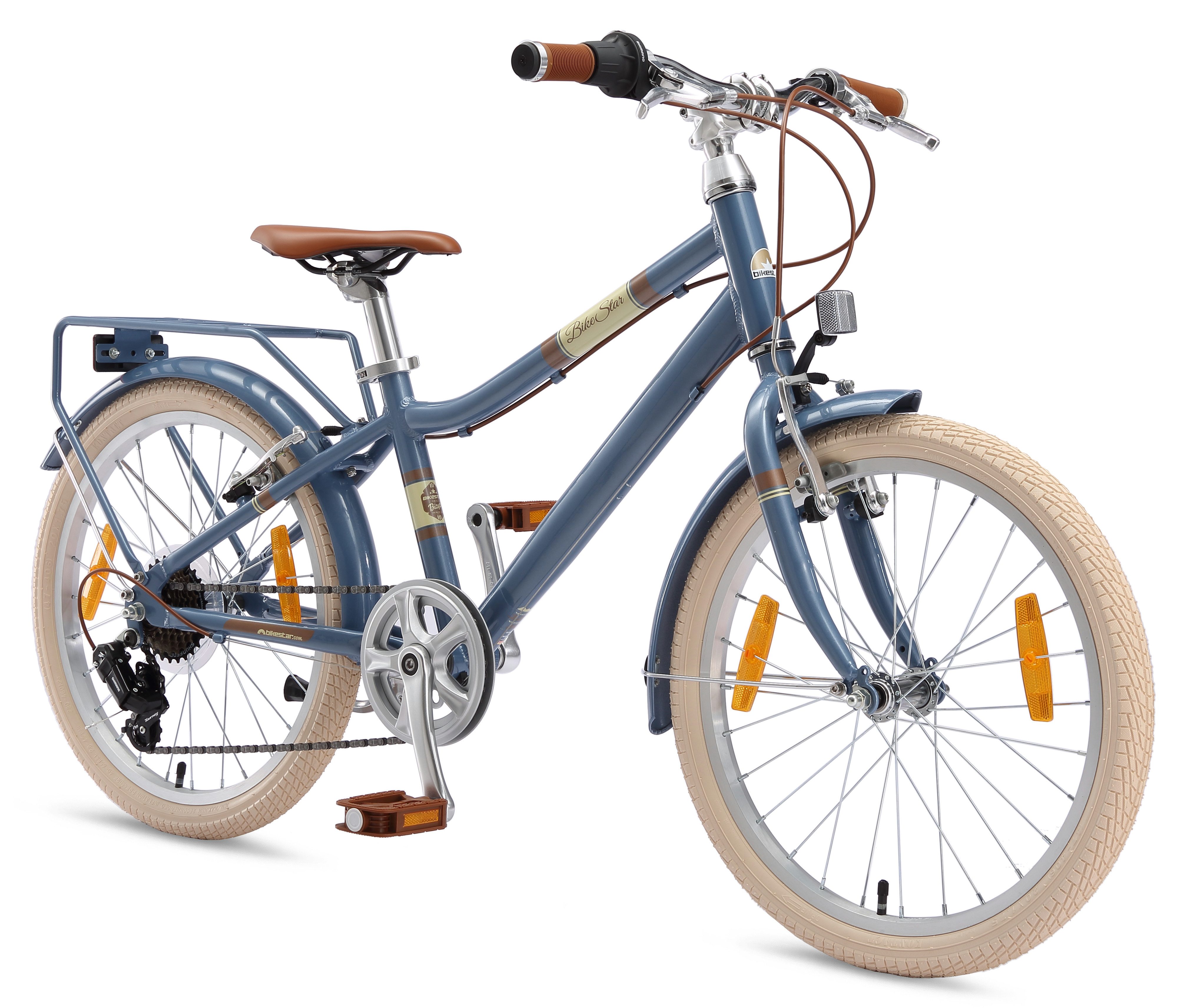 Bikestar Kinderfahrrad Cityrad 20 Zoll Aluminium ab 6 Jahre, 7 Gang, Gepäckträger, leichtes Treten, ergonomischer Rahmen