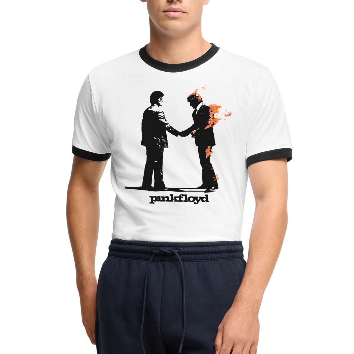 Spreadshirt T-Shirt Pink Floyd Album Cover Und Logo Männer Kontrast T-Shirt (1-tlg)