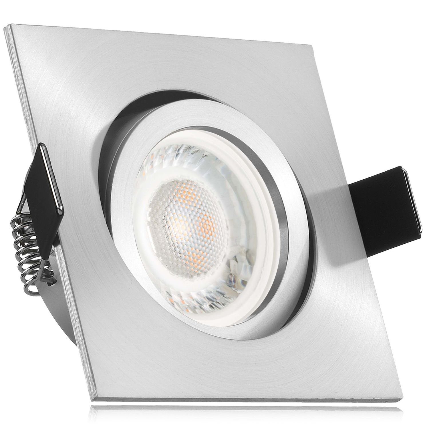 LEDANDO LED Einbaustrahler LED Einbaustrahler aluminium extra mit flach 5W Set Leuchtmitt in matt