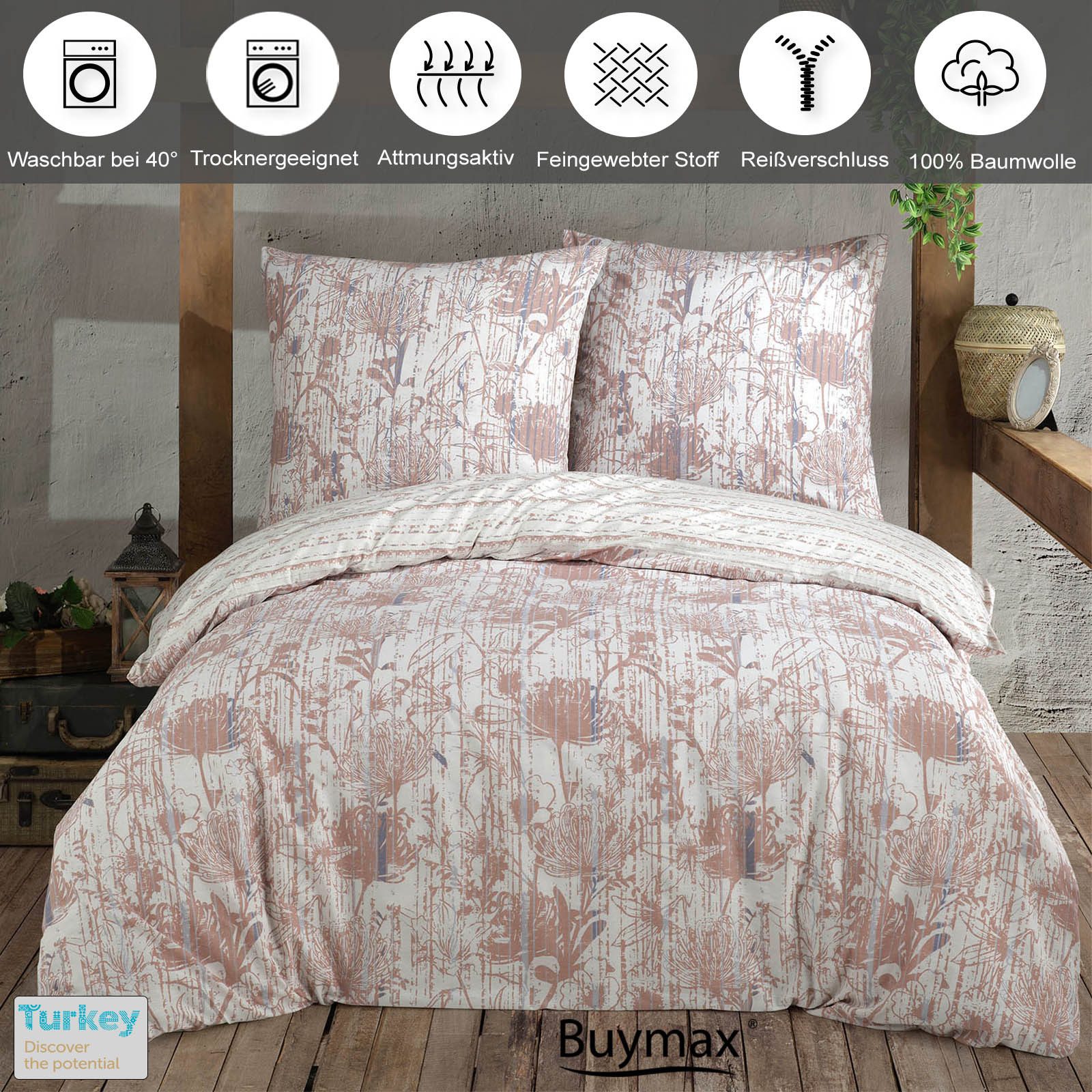 Buymax Bettwäsche Buena Wende-Bettwäsche, Blumen, Renforce: 100% Baumwolle, günstig online kaufen