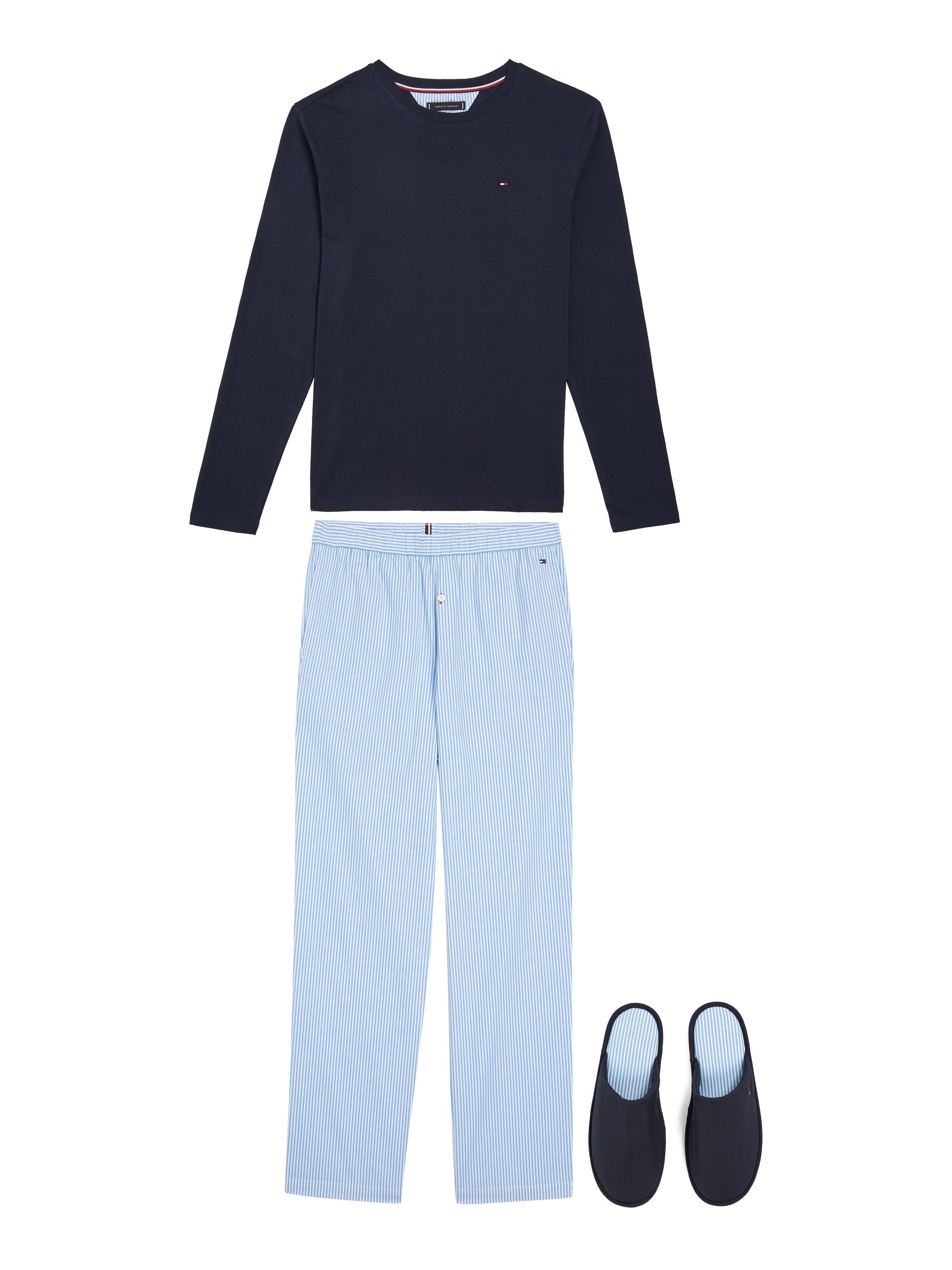 Tommy Hilfiger Underwear Pyjama LS PANT SLIPPER SET (Set, 3 tlg., Pyjama + Slipper) mit Logostickerei
