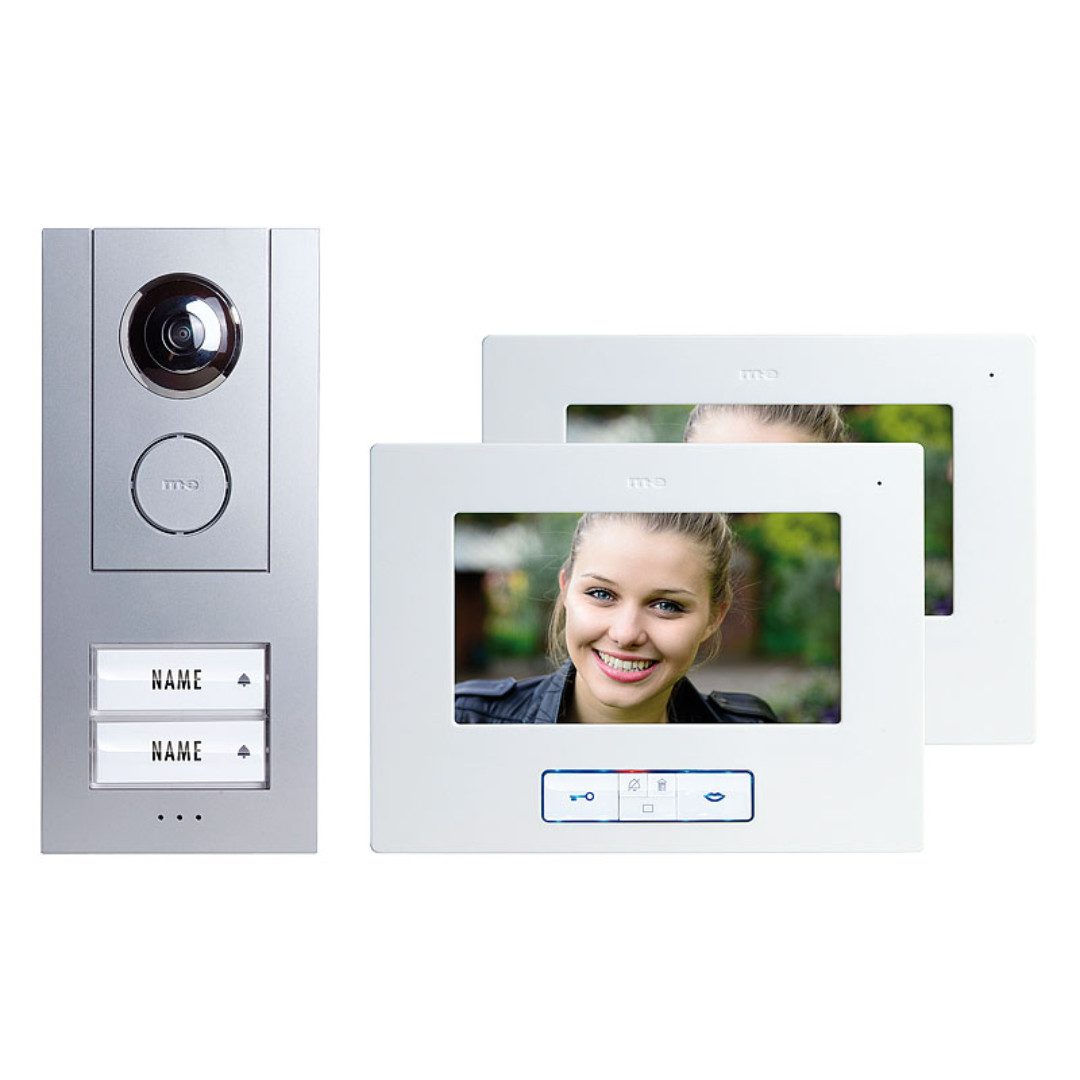 Gegensprechanlage m-e Vistus VD-6720 Video-Türsprechanlage-Set 7, 2-Familienhaus, Silber