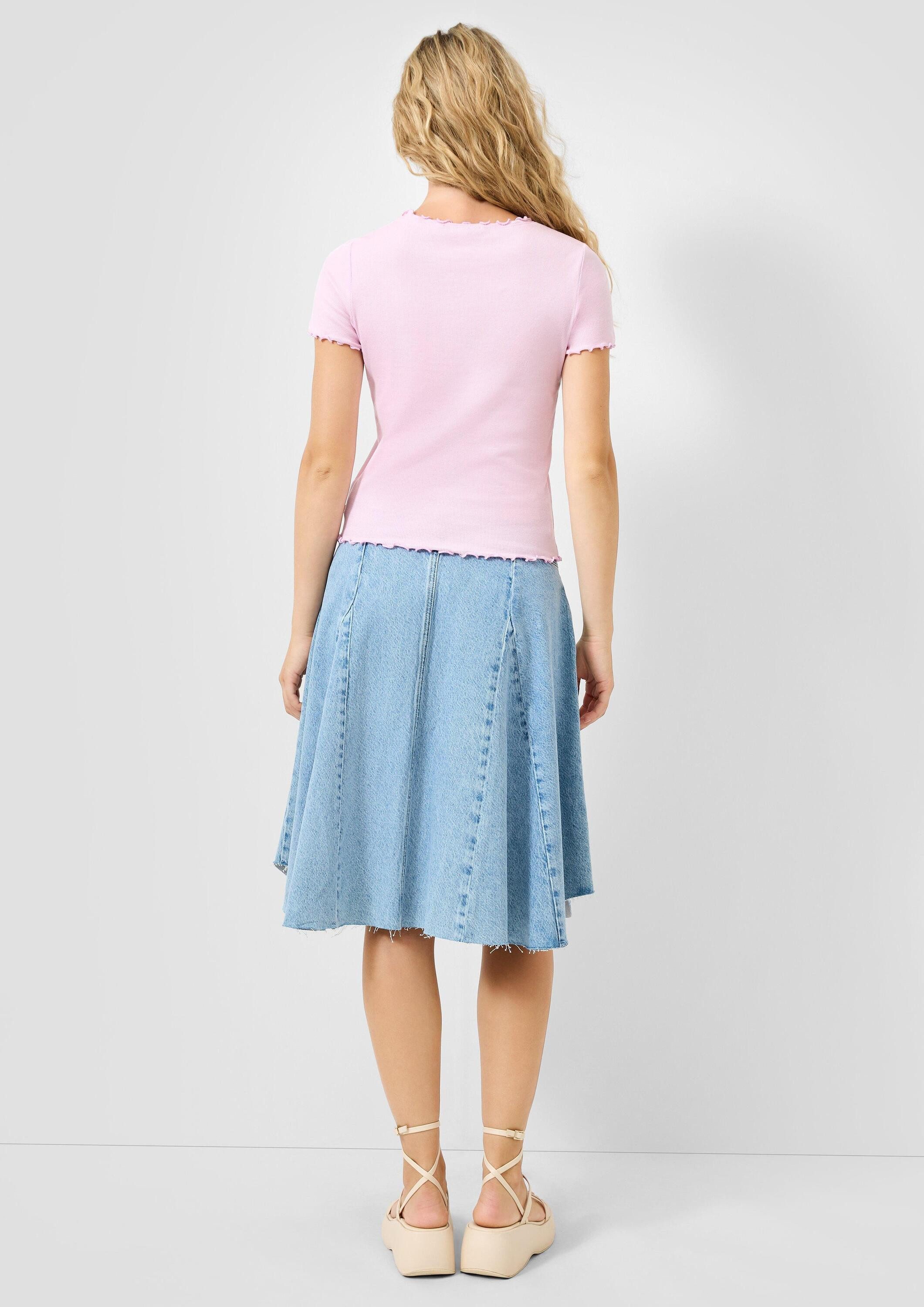 QS Kurzarmshirt T-Shirt Rippshirt