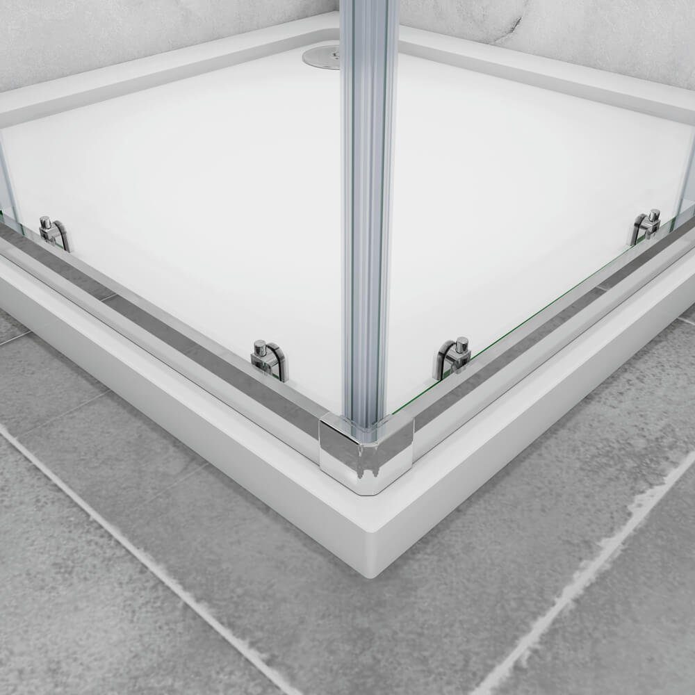 duschspa Eckdusche Duschtür Duschkabine Duschabtrennung Eckeinstieg Schiebetür Glastür, BxT: 70x70 cm, Sicherheitsglas, Set, Klarglas