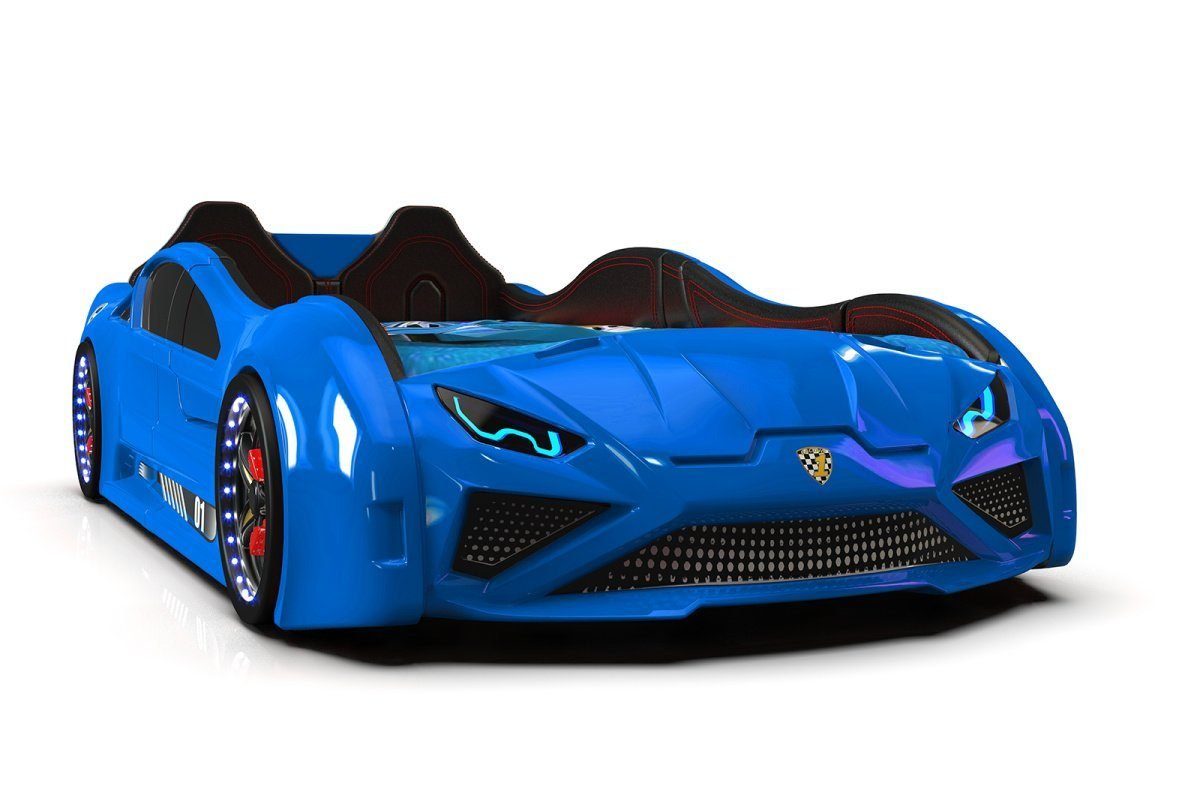 Aktürk Autobett Kinderbett Autobett Lambo Model mit Flügeltüren, Beleuchtung und Sound