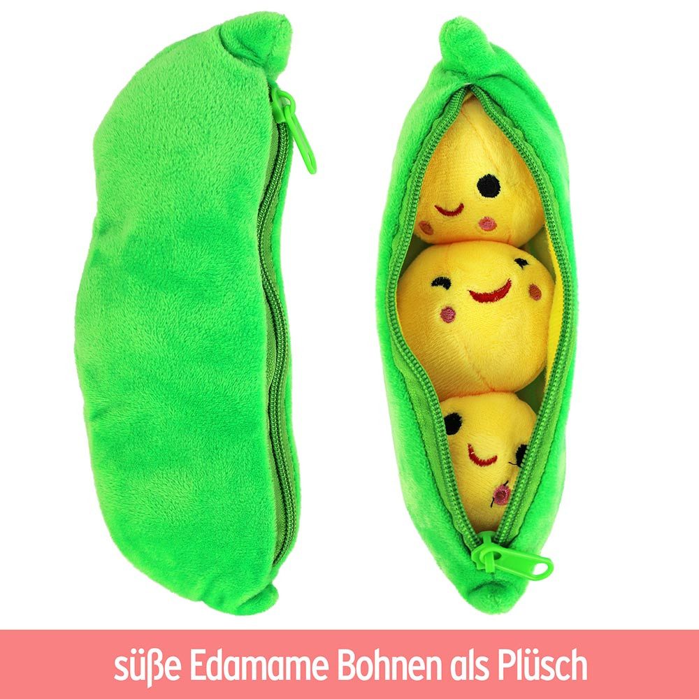 BEMIRO Tierkuscheltier Edamame Stofftier Erbsen in Plüsch Schote Kawaii, Polyester, einzeln
