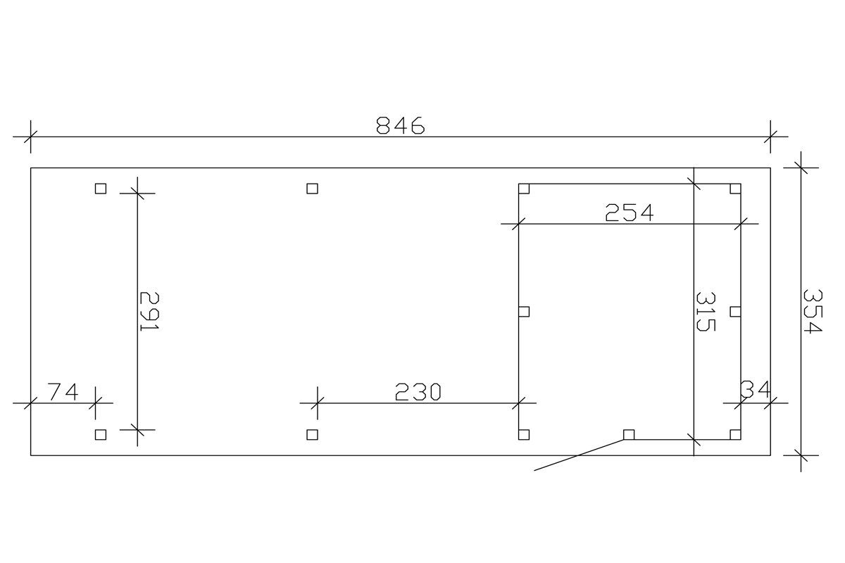 BxT: 223 Einfahrtshöhe Skanholz Einzelcarport Emsland, cm, cm 354x846