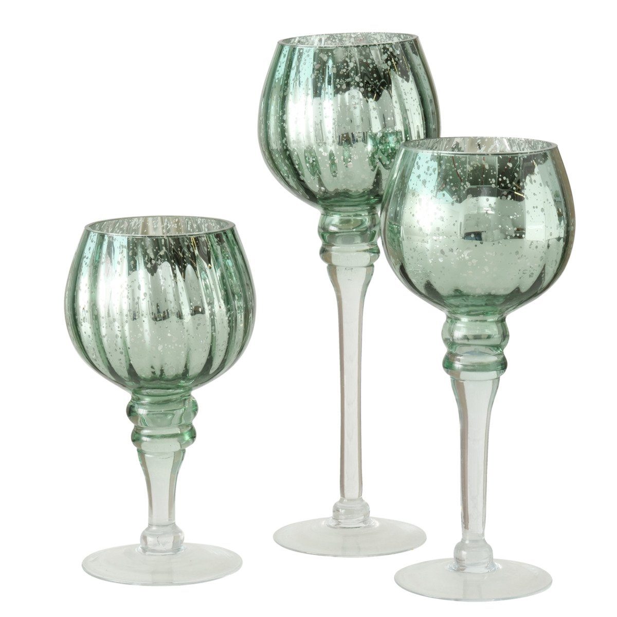 BOLTZE Windlicht Minou (Set, 3 St., 3er-Set), aus Glas, lackiert, Grün, 30  x 10 cm, Boltze