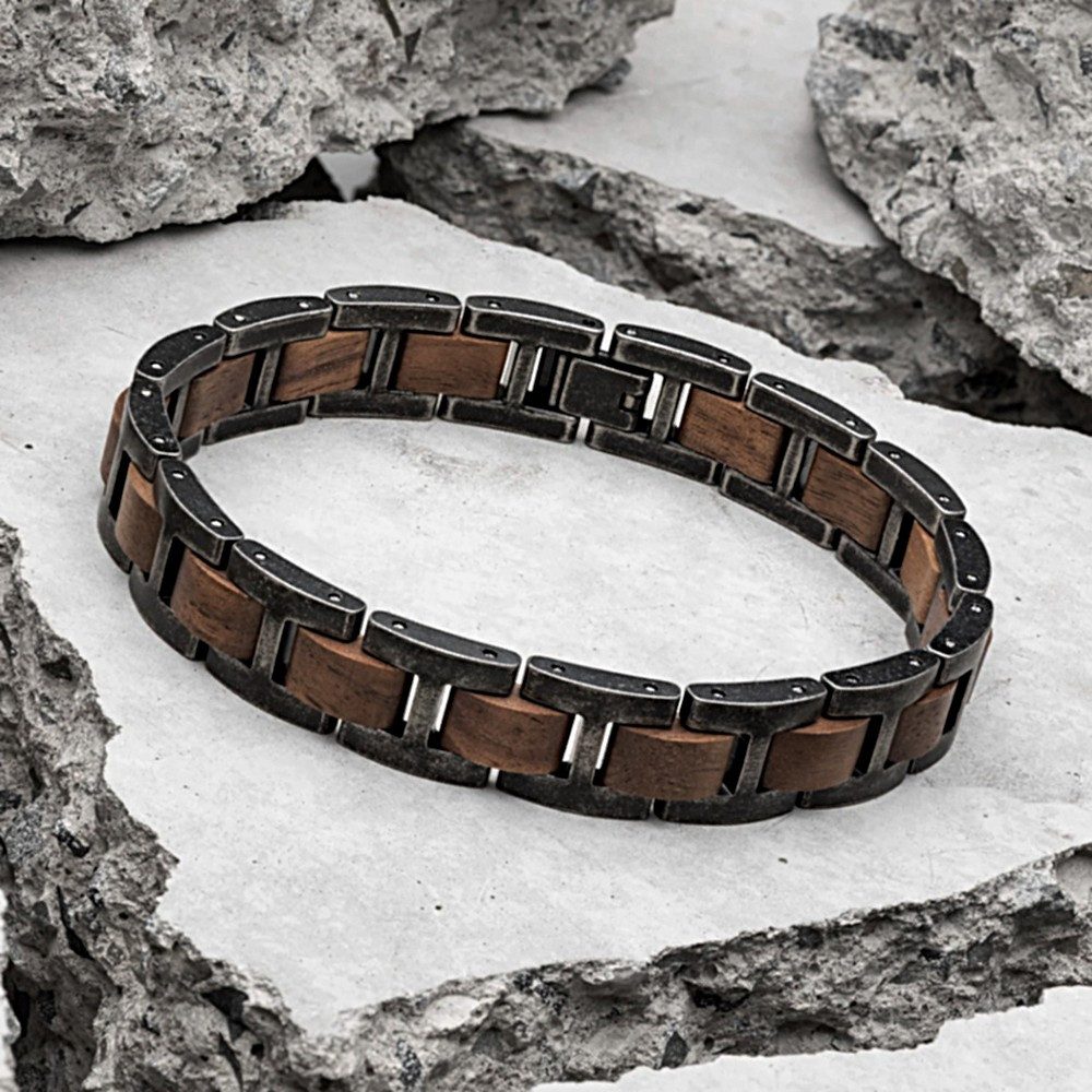 Holzwerk Edelstahlarmband Designer Holz Armband, Armkette Gliederarmband, Holz Unikate inkl. Armbandkürzer, ideal als Geschenk – Bild 4 von 5