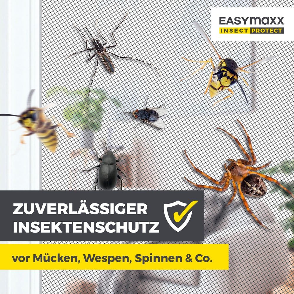 EASYmaxx Insektenschutz-Tür Moskitonetz Magic Fit 115x270cm anthrazit Schwingtür, Schutz vor Mücken Wespen Spinnen kein Bohren Kleben wettergeschützt – Bild 4 von 5