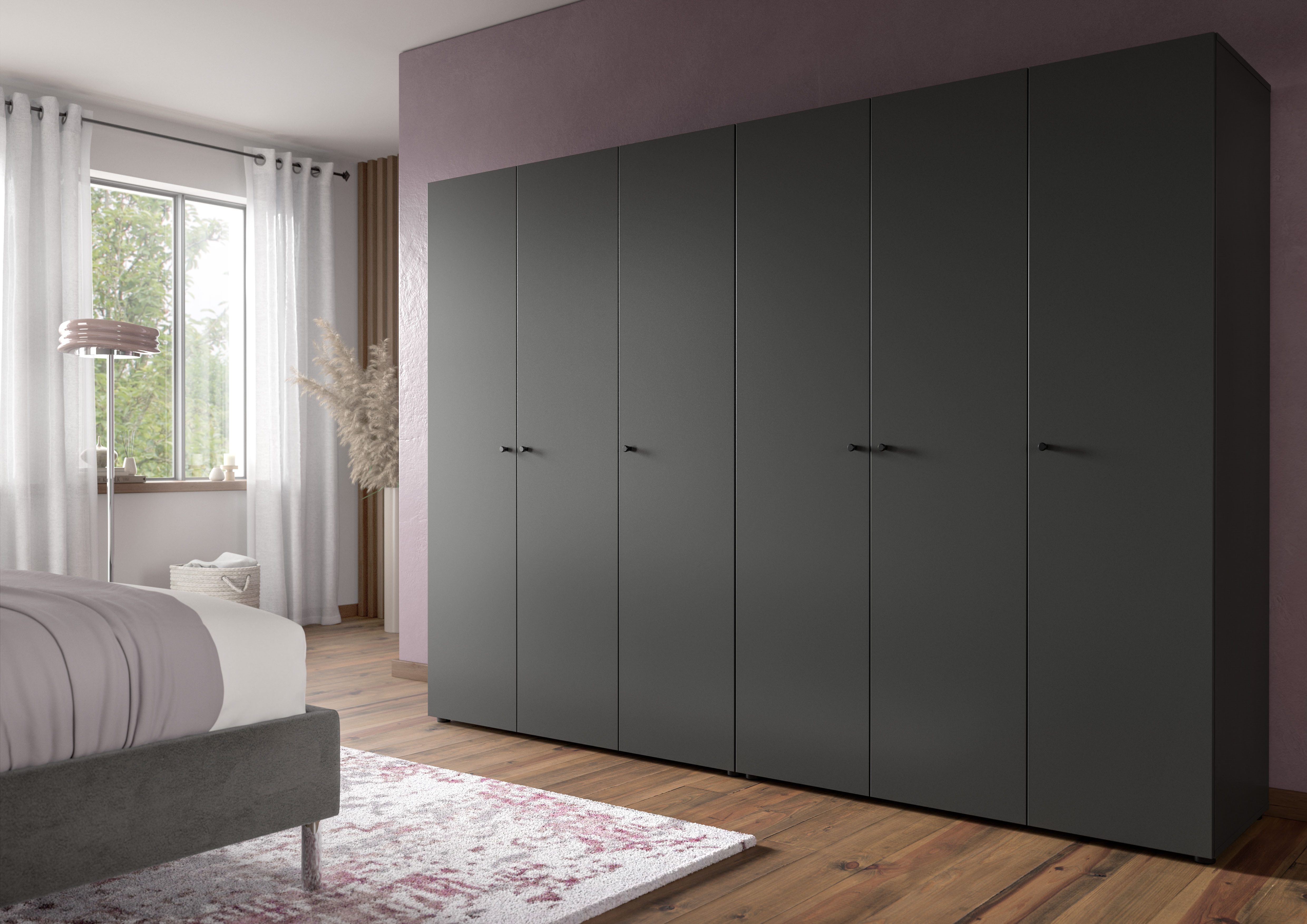 Home affaire Kleiderschrank BILLINGS, Schlafzimmerschrank, Schrank, Garderobenschrank (OTTO BESTSELLER, Garderobe & Schlafzimmer) Breite 240cm, grau, 6-türig, inkl. 2 Kleiderstangen und 8 Ablageböden
