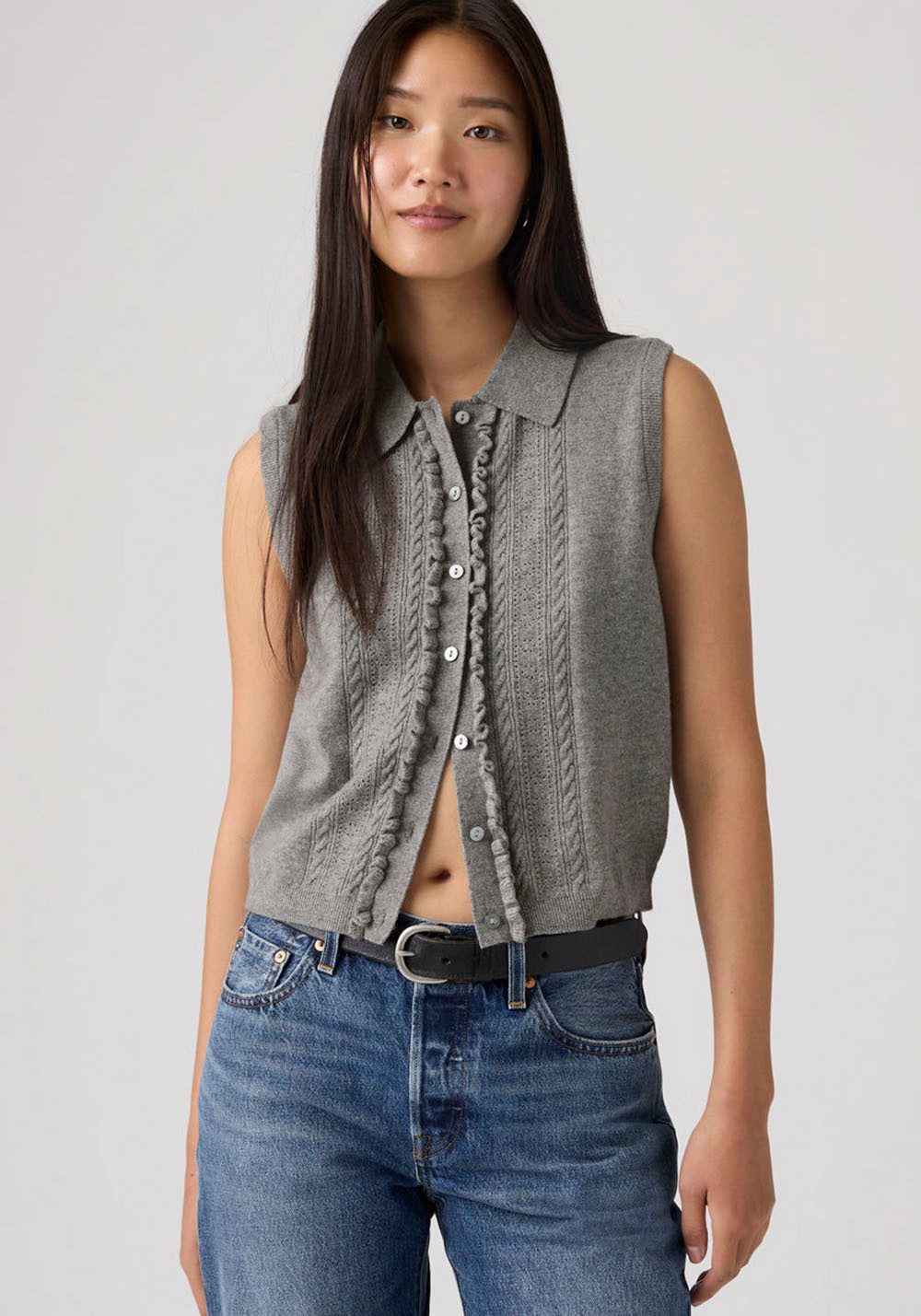 Levi's® Strickpullover SUPER SOFT MINI RUFFLE VEST mit Strukturmuster günstig online kaufen