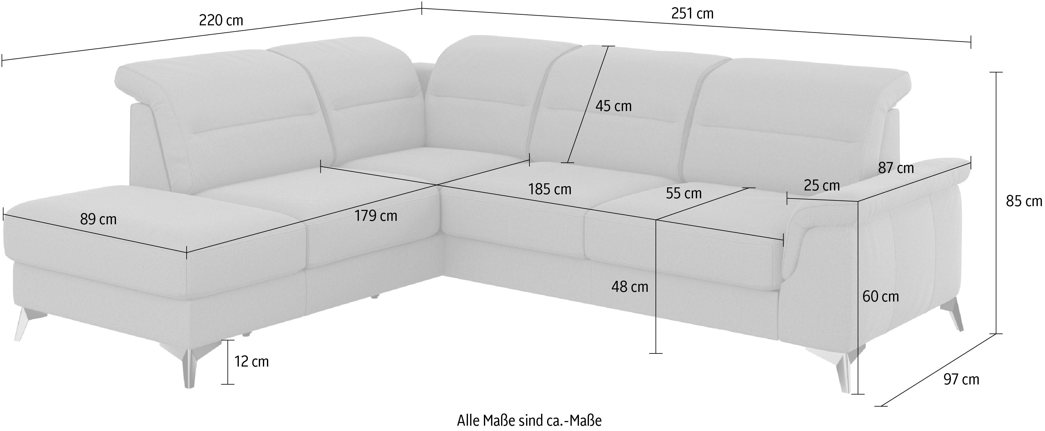 sit&more Ecksofa Sinatra, mit mane, optional Kopfteilverstellung Armteilfunktion mit und