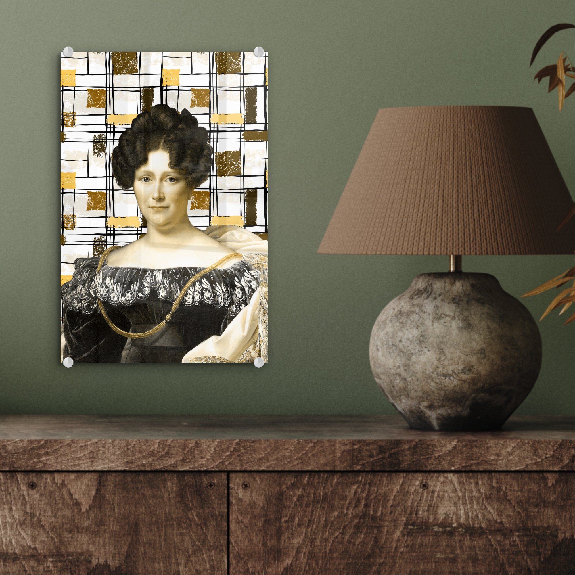 St), - - Wanddekoration Johanna Mondrian Henriette Bilder Wandbild bunt - Glasbilder - (1 Acrylglasbild auf Glas Engelen Glas Bronze, auf - MuchoWow Foto