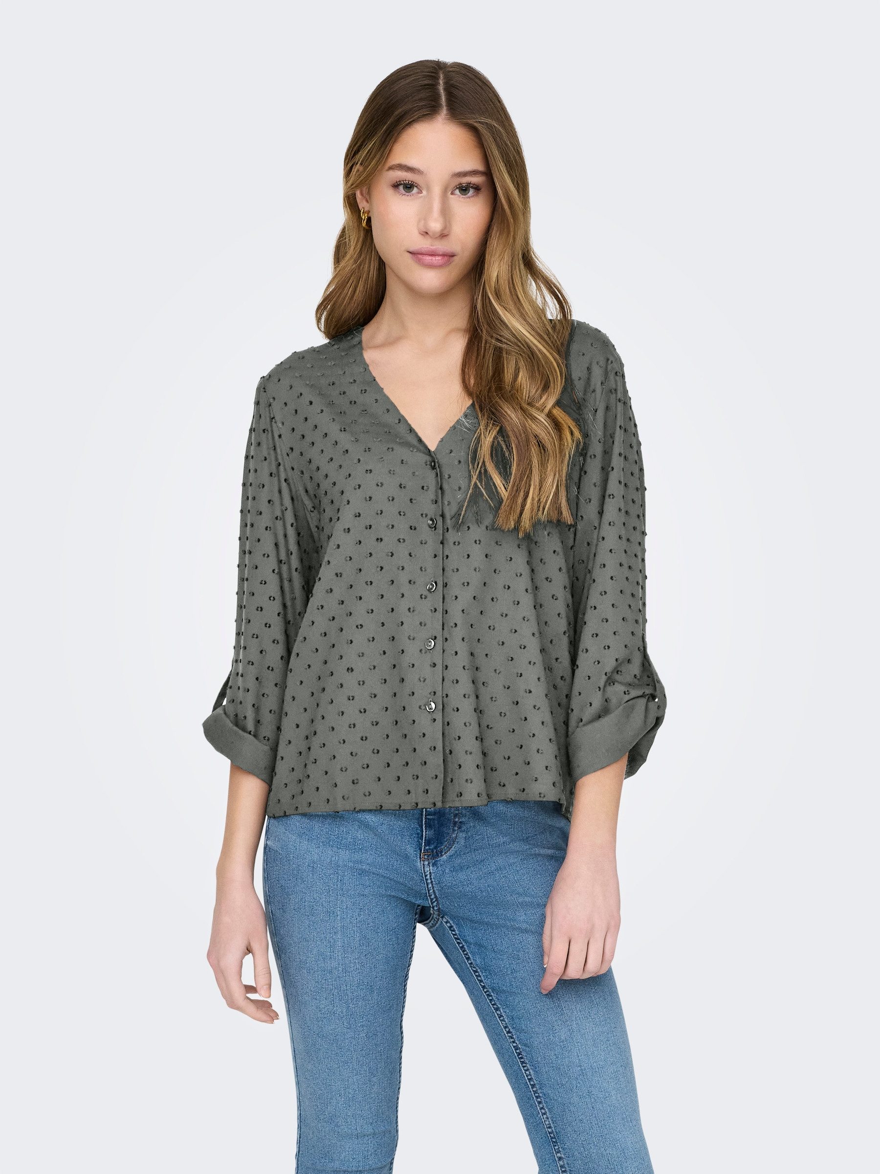 JACQUELINE de YONG Blusenshirt Haifischkragen Knopfleiste günstig online kaufen