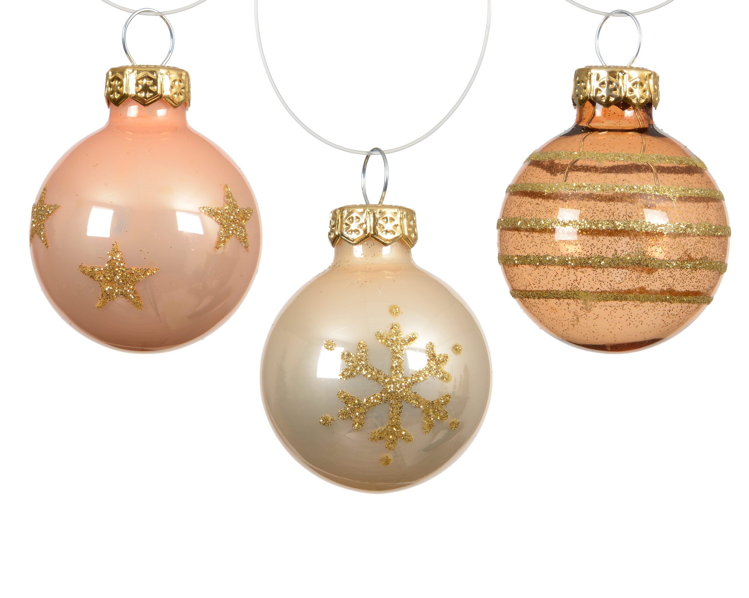 Kaemingk Weihnachtsbaumkugel, Weihnachtskugeln Glas mit Motiven 3cm 9er Set Perle / Brandy Mix