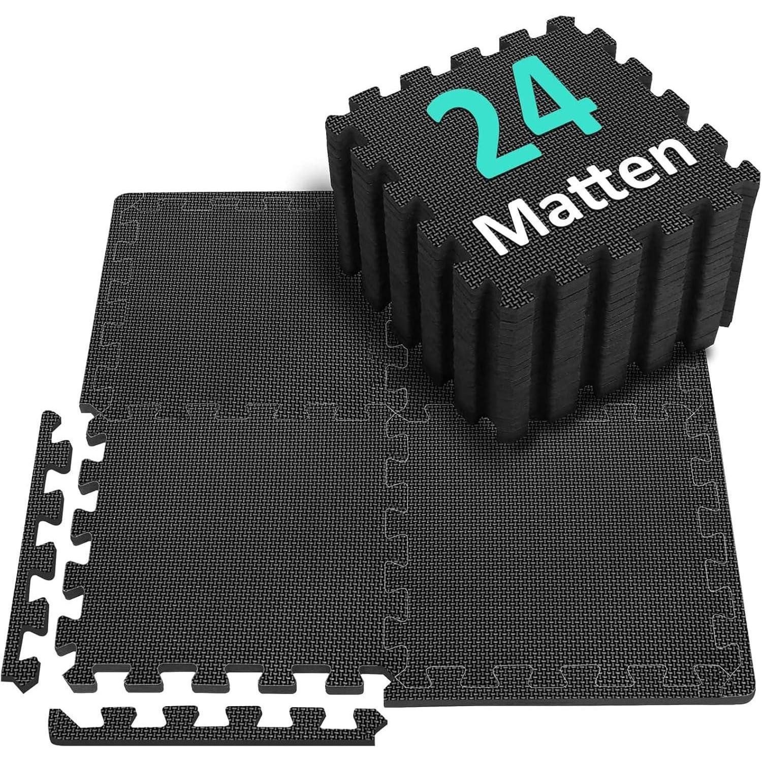 Fitnessmatte Fitness Bodenschutzmatte Set 24 Puzzlematte 2.22 Qm Schwarz