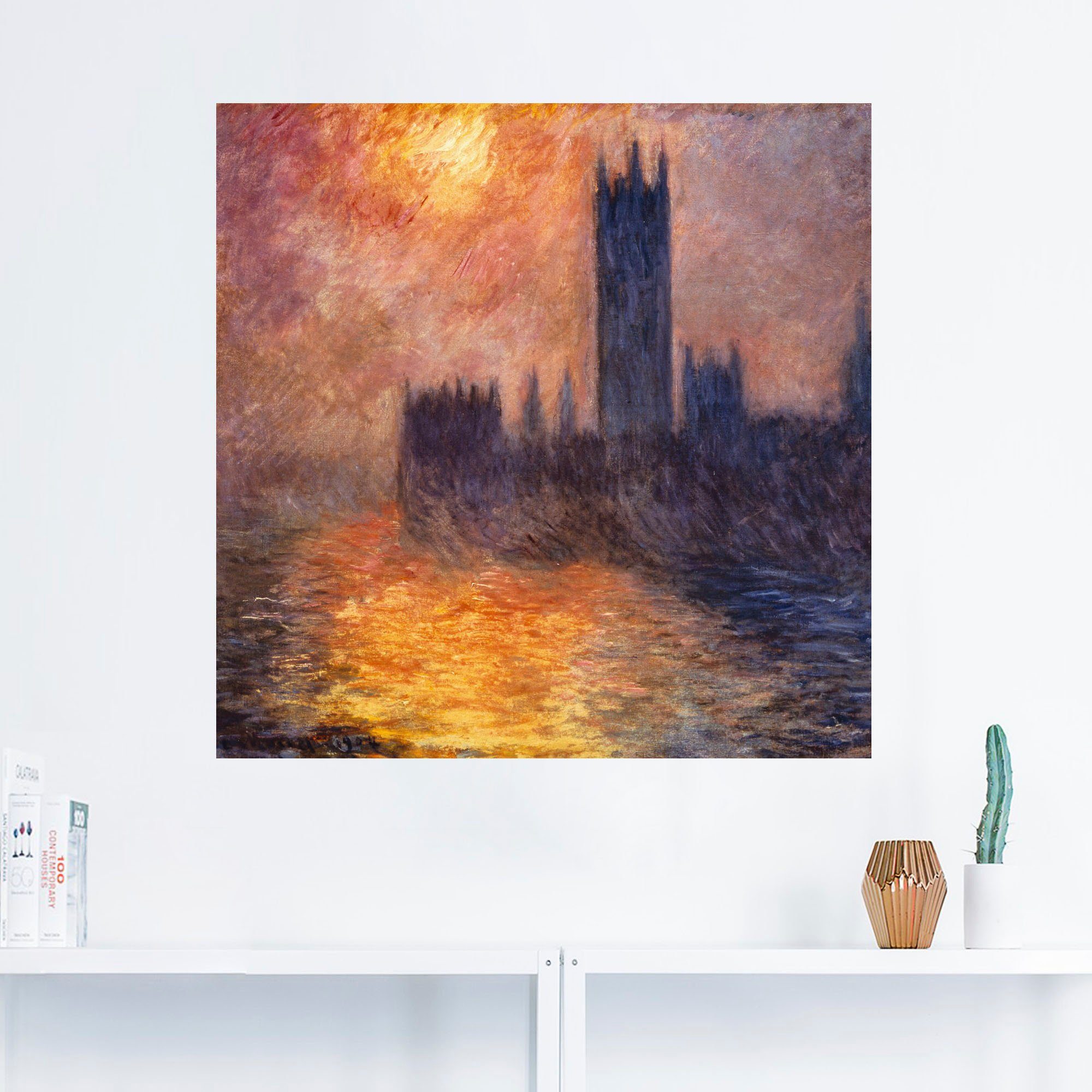 oder Größen Leinwandbild, Wandbild Wandaufkleber Poster Sonnenaufgang in versch. & Artland als Sonnenuntergang, in bei London (1 Parlament -untergang St),