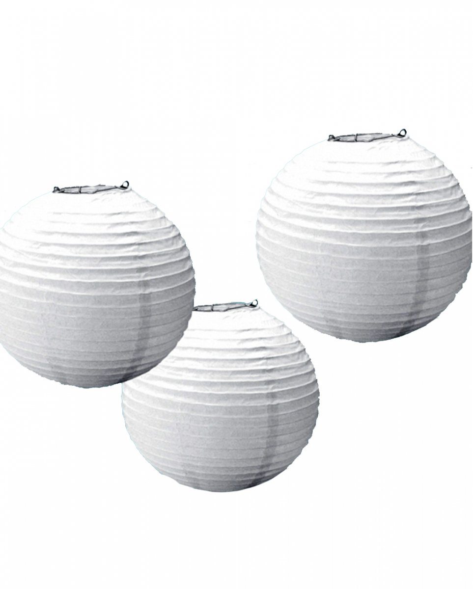 Horror-Shop Hängedekoration Papier Lampion Set 3 tlg. Weiß als Partydekoration