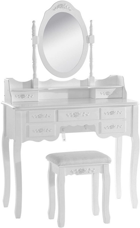 Schminktische Kosmetiktisch Frisierkommode mit spiegel und hocker Tisch DE