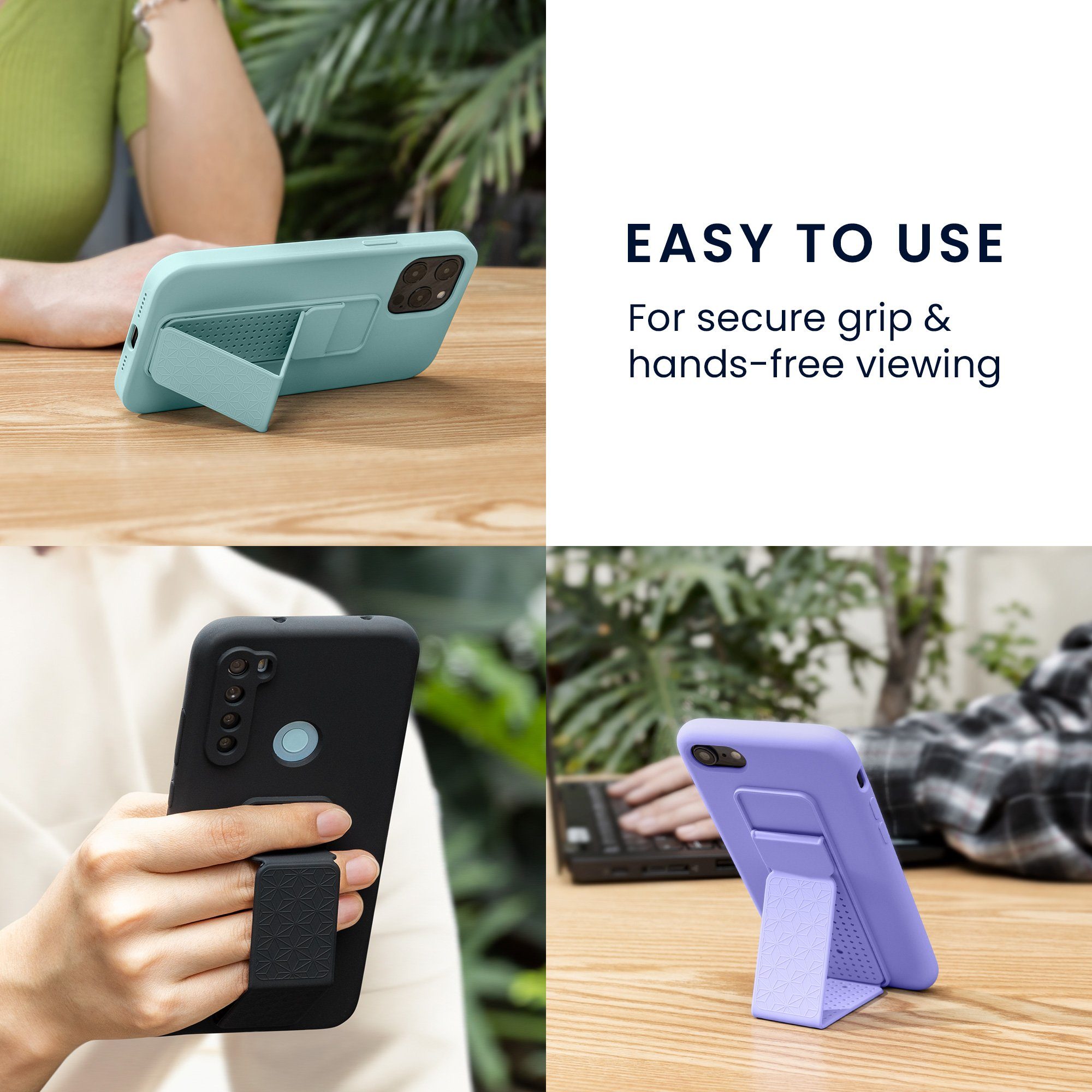 kwmobile Smartphone-Hülle kwmobile Handyhülle für Google Pixel 9a, Hülle mit Fingerhalter und Standfunktion - Silikon Case Handy Cover – Bild 4 von 5