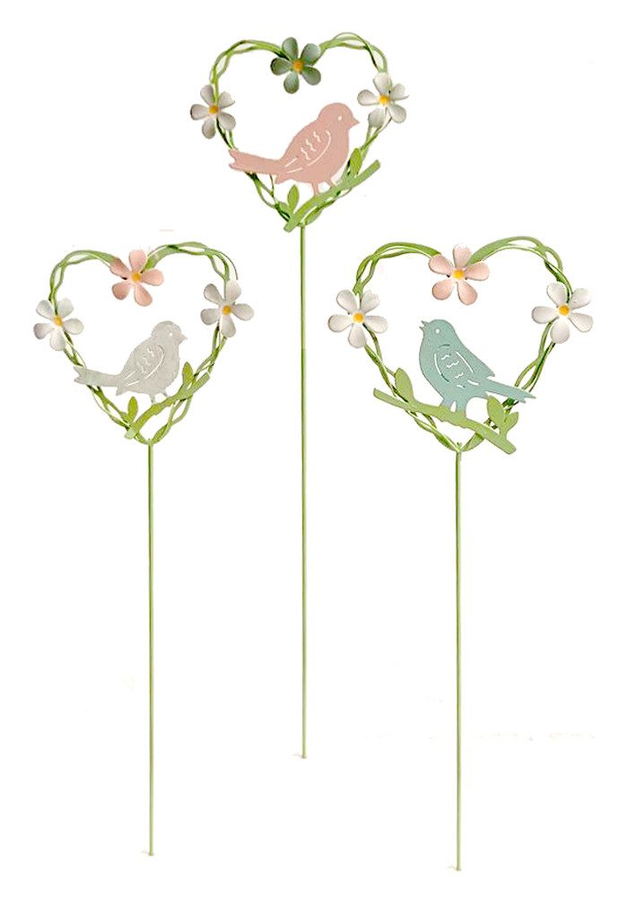 LB H&F Lilienburg Dekofigur 3er SET Dekostecker Herz Deko Frühling Frühjahr Liebe (Metallstecker Pflanzenstecker Geschenkidee Blumentöpfe Pflanzendekorationen Metallschmuck für Zuhause, Valentinstagsdekoration, Sommer innen außen Pflanzstecker Blumenkaste