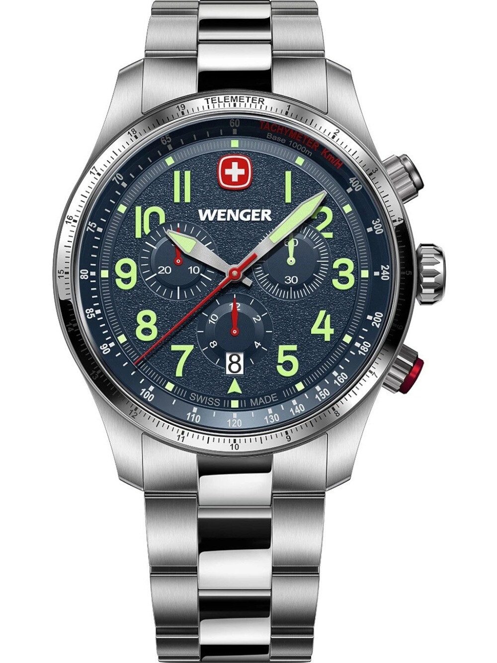 Wenger Quarzuhr Wenger 01.0543.112 Herrenuhr Terragraph Chrono 43mm 10ATM Wenger 01.0543.112 Herrenuhr Terragraph Chrono 43mm 10ATM