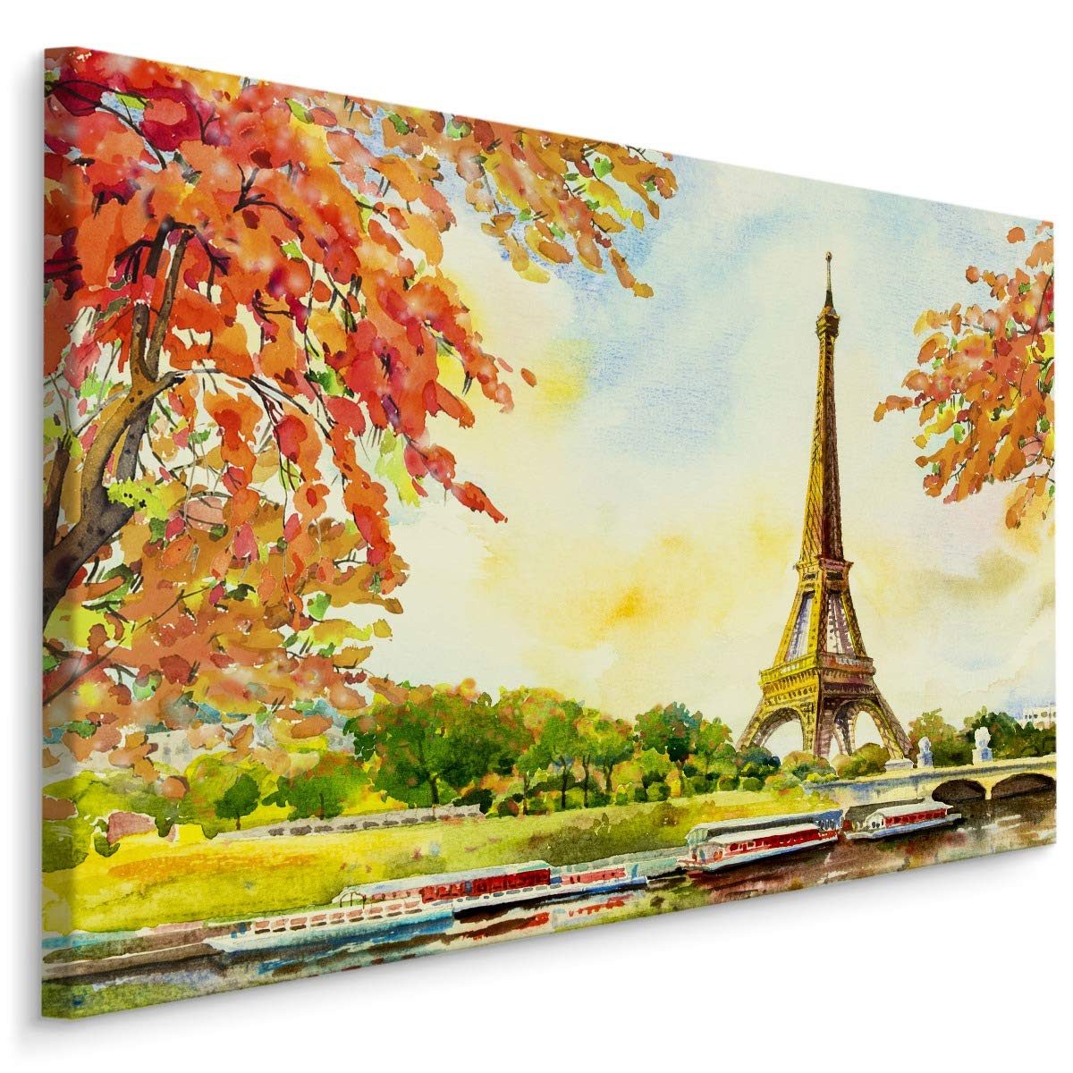 Muralo Leinwandbild Architektur – Leinwandbild Wandbild Kunstdruck Wohnzimmer, Gebäude (1 St), Paris – Stadt – Frankreich, 70 x 50 cm, aufhängefertig