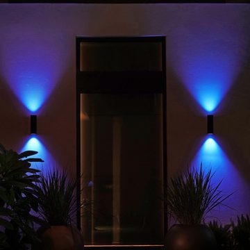 Philips Hue LED Außen-Wandleuchte White & Color Ambiance Appear - Wandleuchte, rund, schwarz, keine Angabe, Leuchtmittel enthalten: Ja, fest verbaut, LED, warmweiss, Aussenlampe, Aussenwandleuchte, Outdoor-Leuchte