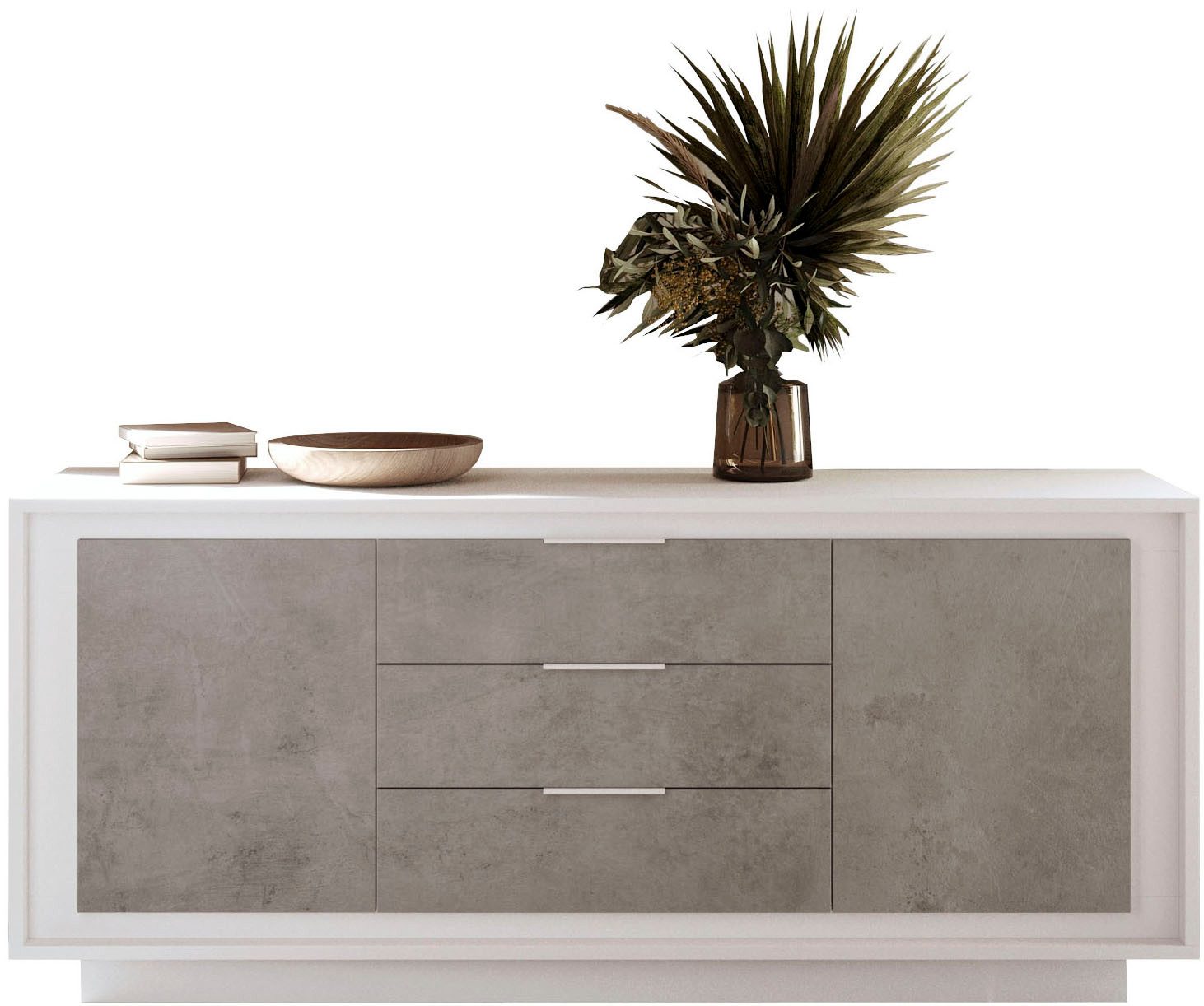 Home affaire Sideboard Sky, B/T 180/50 cm, Kommode/Stauraumschrank, 2 Türen, 3 Schubkästen, Softclosing, Korpus & Front 22 mm stark, Rahmen-Optik, Metallgriffe
