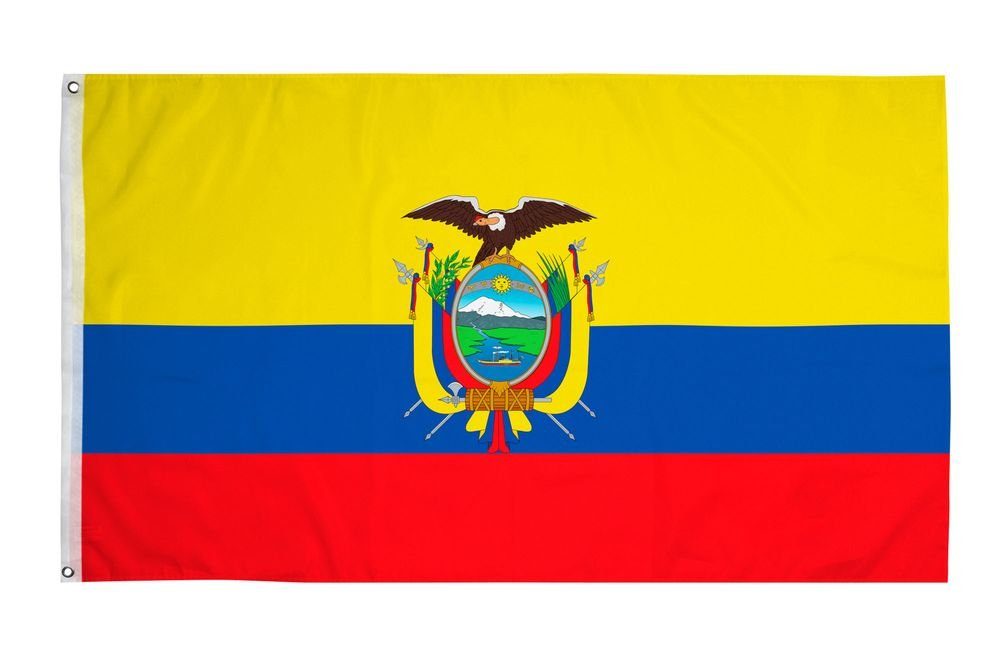 PHENO Fahne FLAGS Nationalflagge Ösen x (Hissflagge 2 90 Messing Fahnenmast), Ecuador Inkl. Flagge für Flagge cm 150 Ecuadorianische