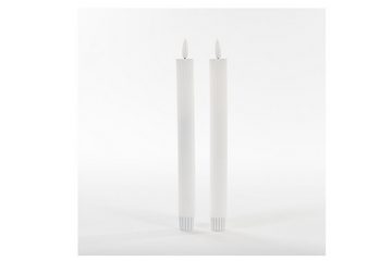 Coen Bakker Deco BV LED-Kerze Ribbel (Set, 3-tlg), Stabkerzen 2 Stück weiß Fernbedienung 23cm 3D Flamme