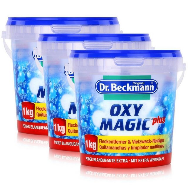 Dr. Beckmann 3x Dr. Beckmann Oxy Magic plus Pulver 1 kg – Extra Weiß-Kraft Spezialwaschmittel