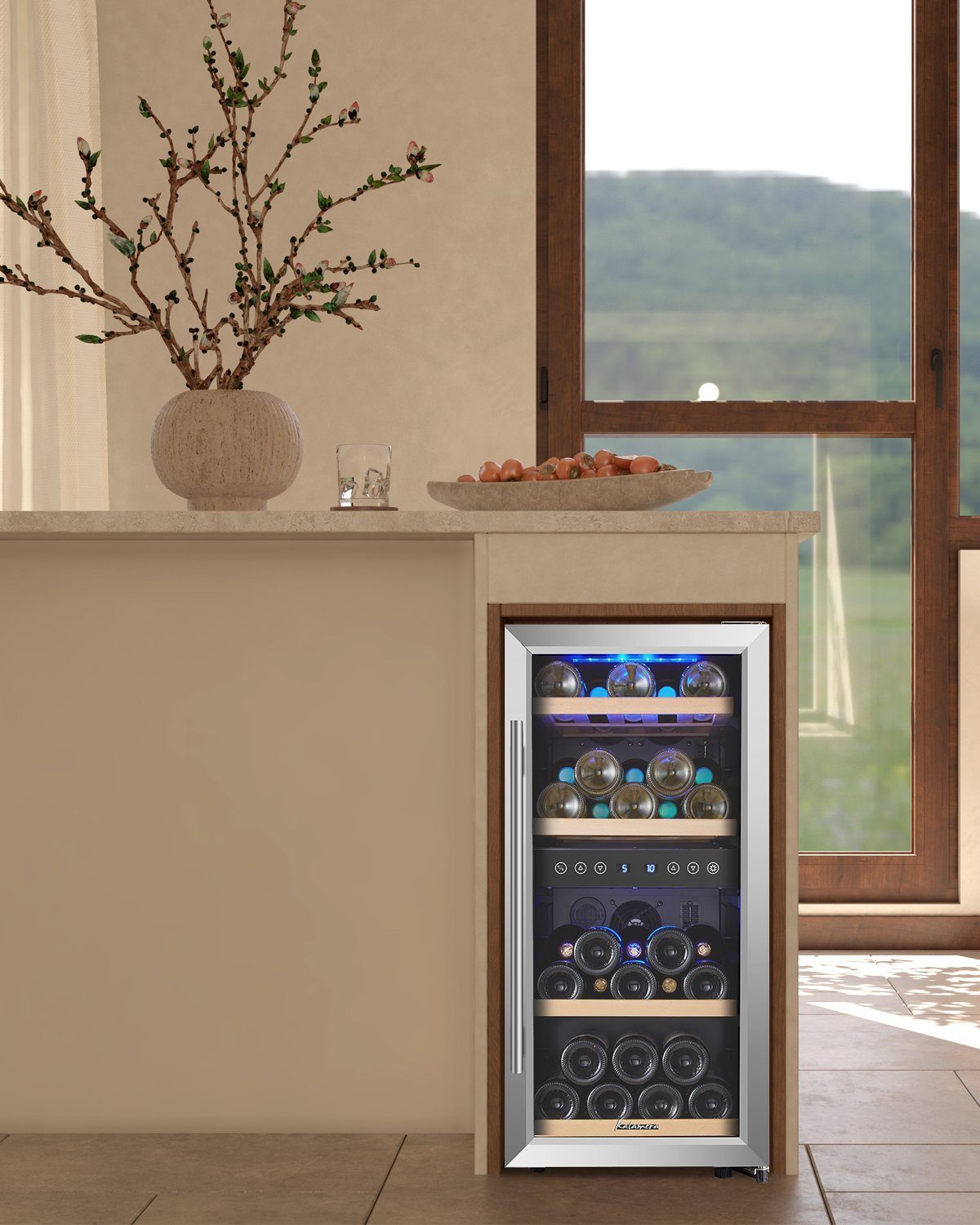 kalamera Weinkühlschrank KRC-33BSS, für 33 Standardflaschen á 0,75l,2 Zonen