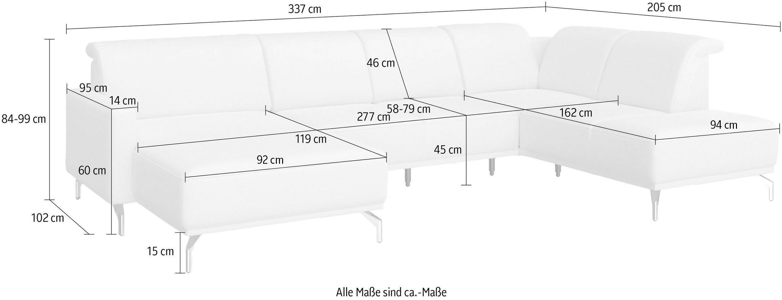 sit&more Wohnlandschaft wahlweise Kopfteilverstellung motorisch mit Vorziehsitz, Bailando, und