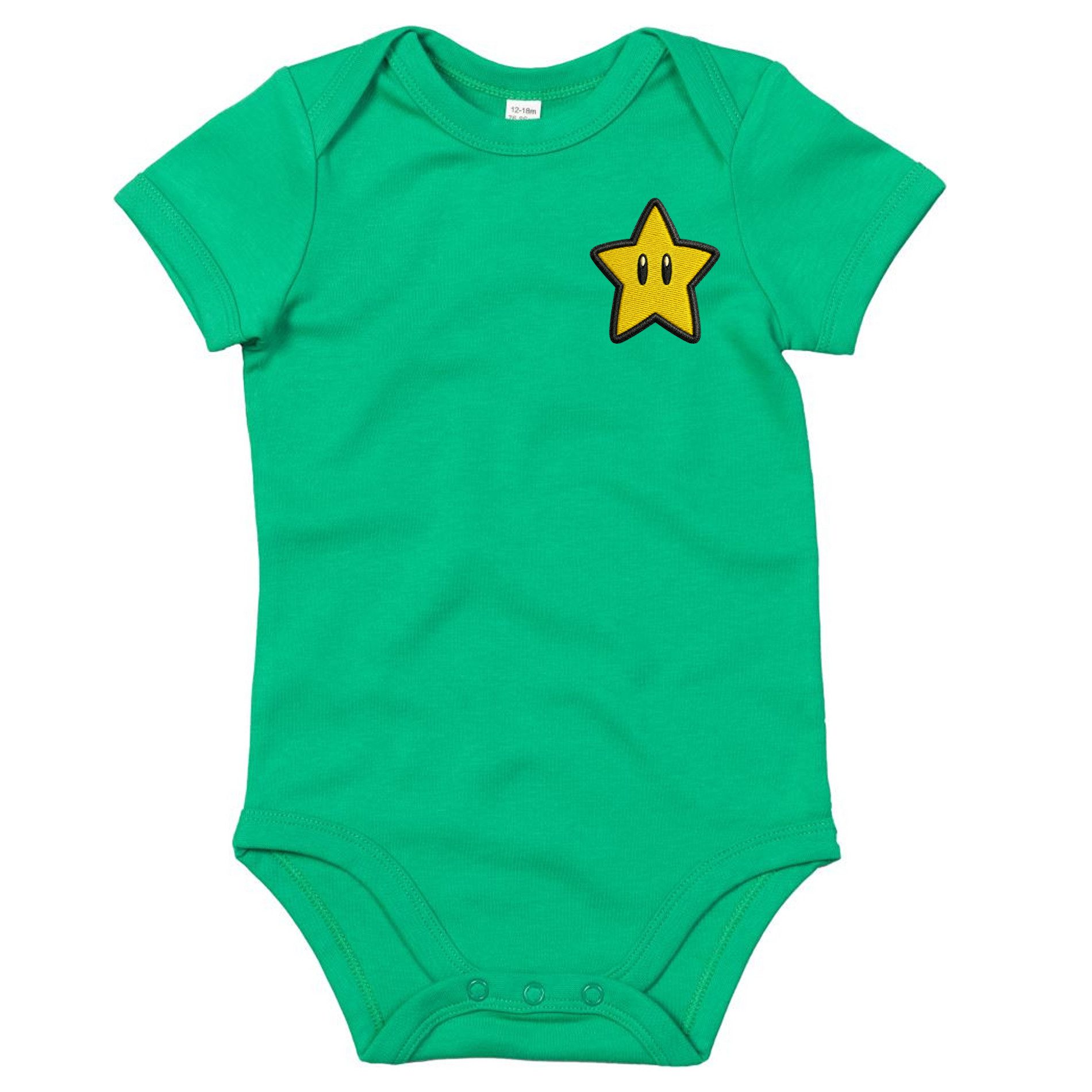 Strampler SternMarioPatch Baby Body Stern Patch Motiv Druckknopf Spielerlook