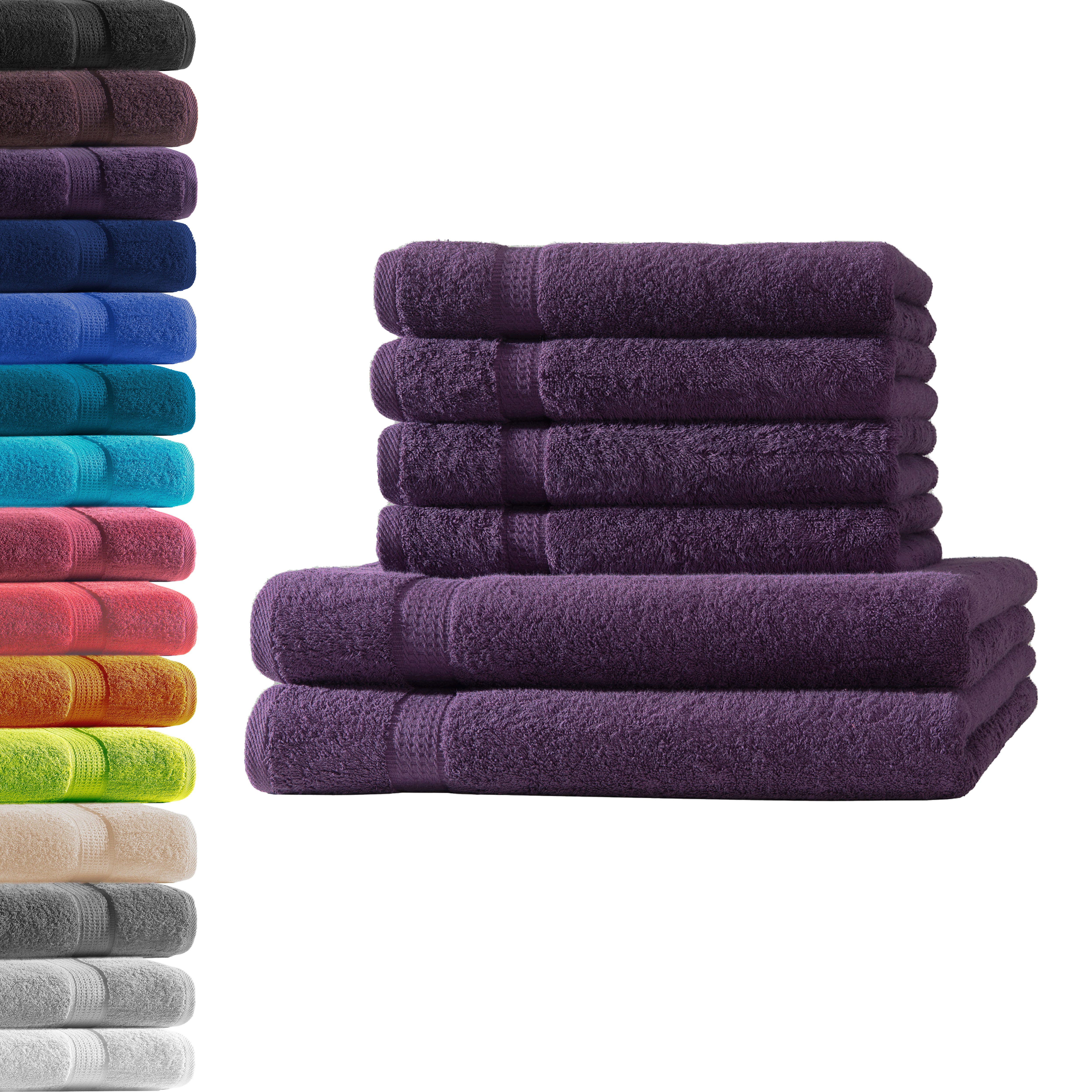 Hometex Premium Textiles Handtuch in Premium Qualität 500 g/m², Feinster Frottier-Stoff 100% Baumwolle, 2x Duschtuch + 4x Handtuch, weich, saugfähig, extra schwer & flauschig